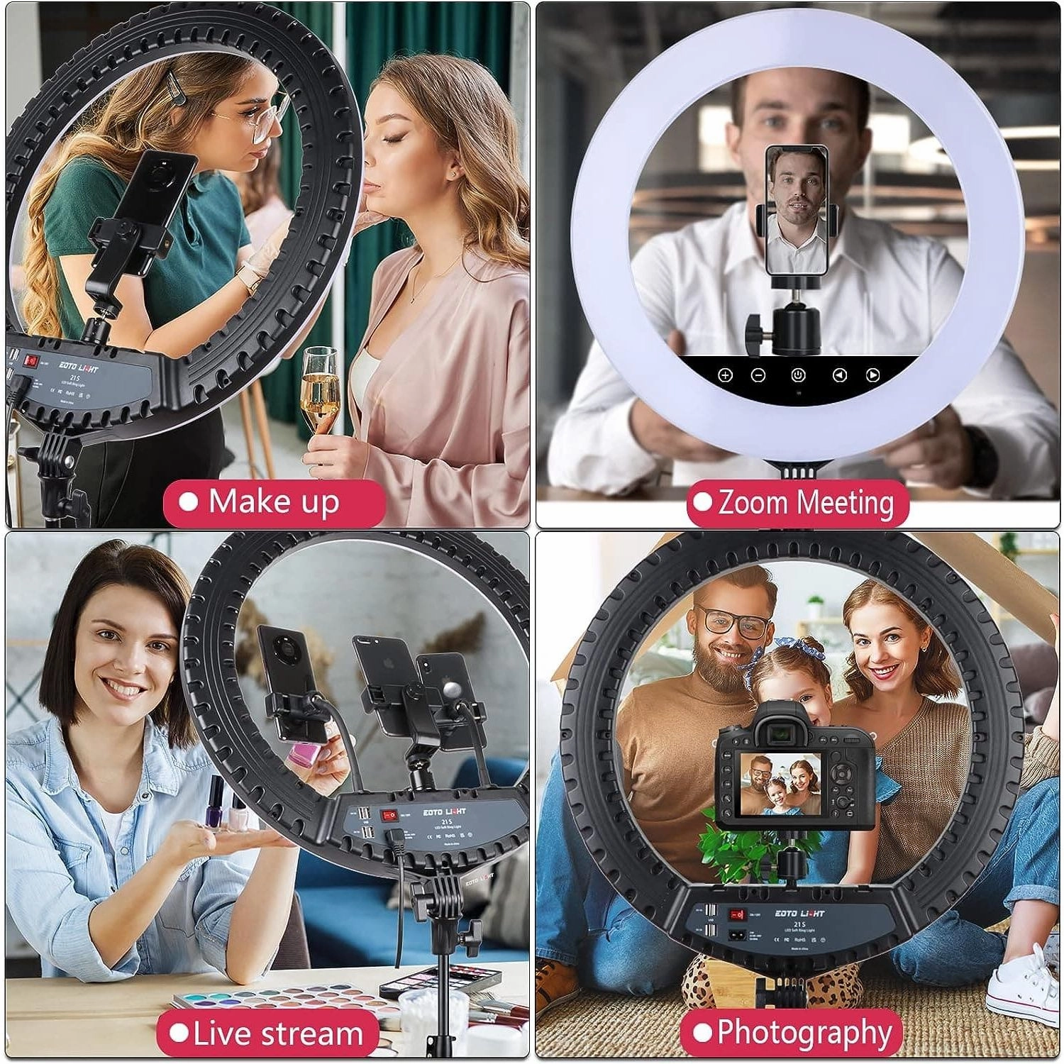 21 inch LED Ring Light with Tripod Stand, Large Selfie Ring Light with Touch Panel for YouTube Vlog Video Shooting, Makeup Studio Portrait with Carrying Bag and Remote Controller, CRI>97