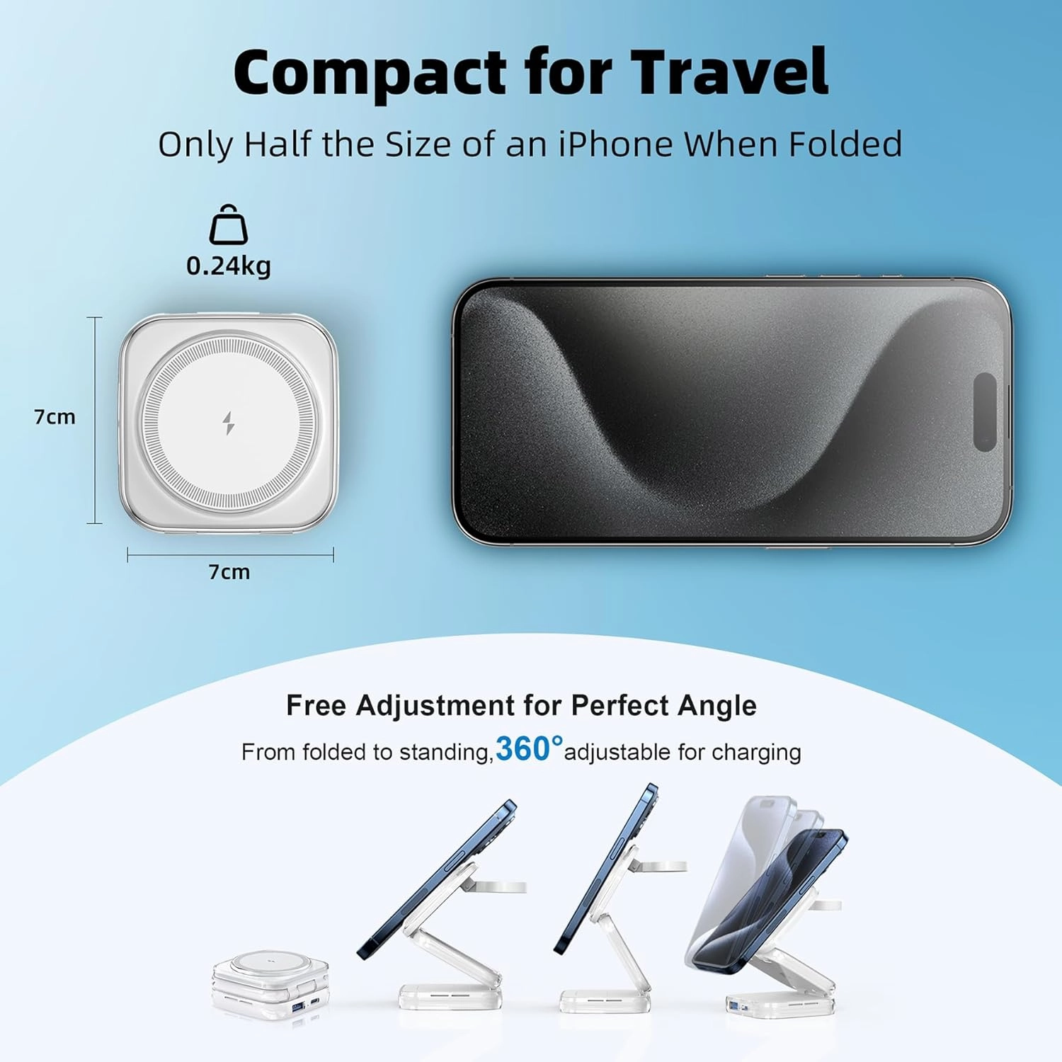 AC Island 5-in-1 Wireless Charging Station - MagSafe Charger for iPhone 16 Pro/16/15/14/13/12, Apple Watch Series 10, AirPods, Fast Wireless Charging Stand - White