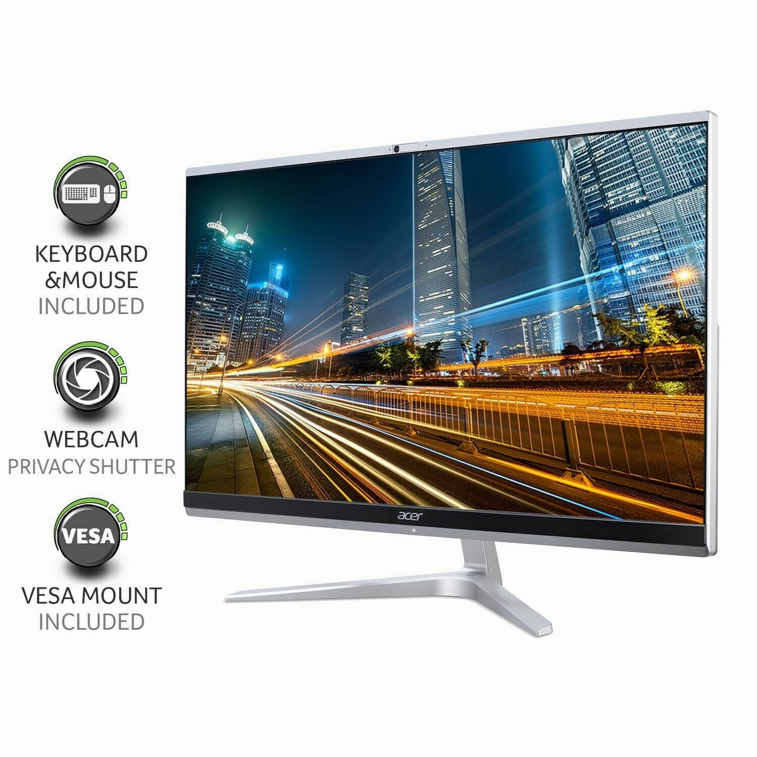 ACER Aspire C24-1650 23.8" All-in-One PC - Intel? Core? i3, 256 GB SSD, 8GB RAM - Silver