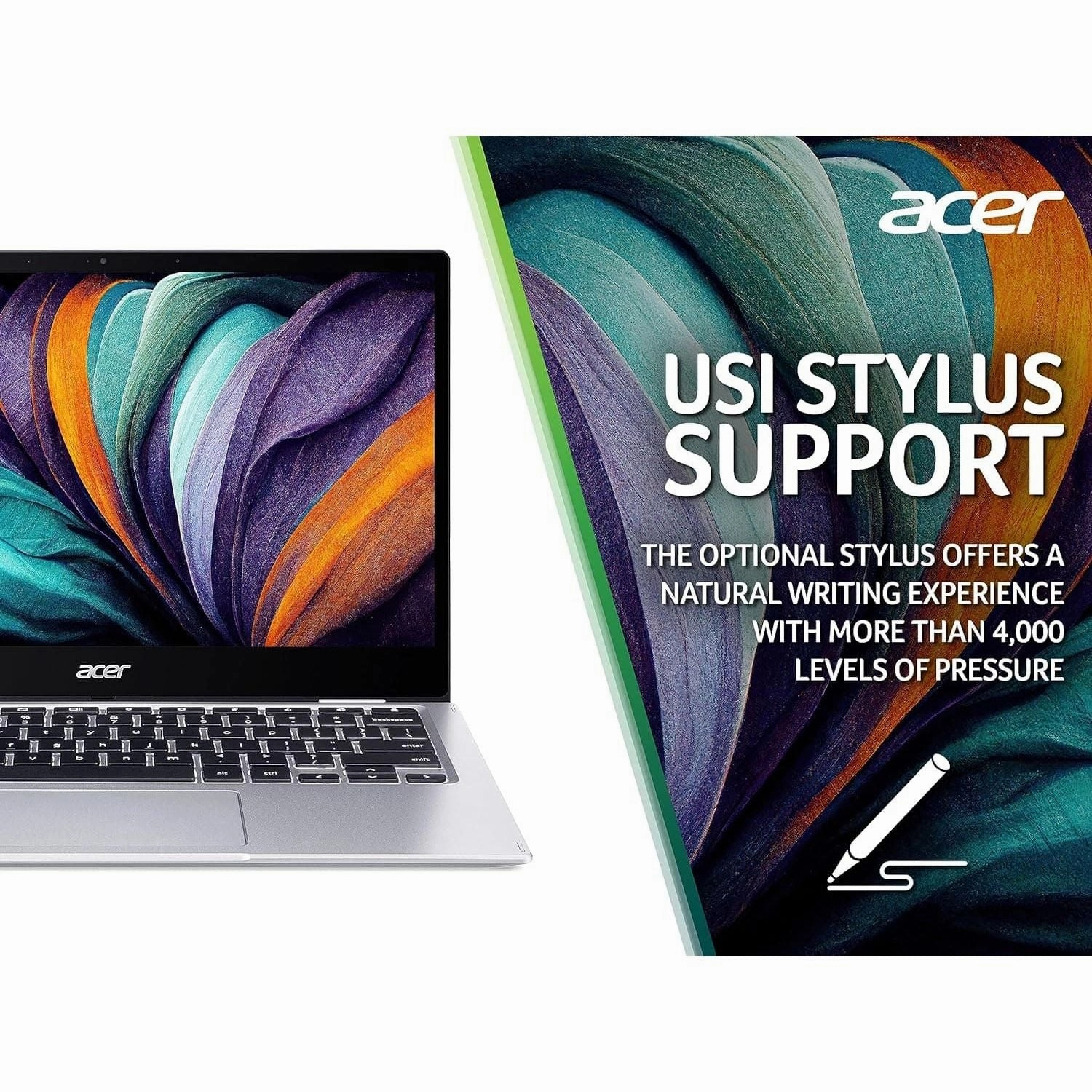 Acer Chromebook Spin 513 CP513-1H - 13.3-Inch Convertible Laptop, Qualcomm SC7180, 8GB RAM, 64GB eMMC, Full HD Touchscreen, Chrome OS, Silver