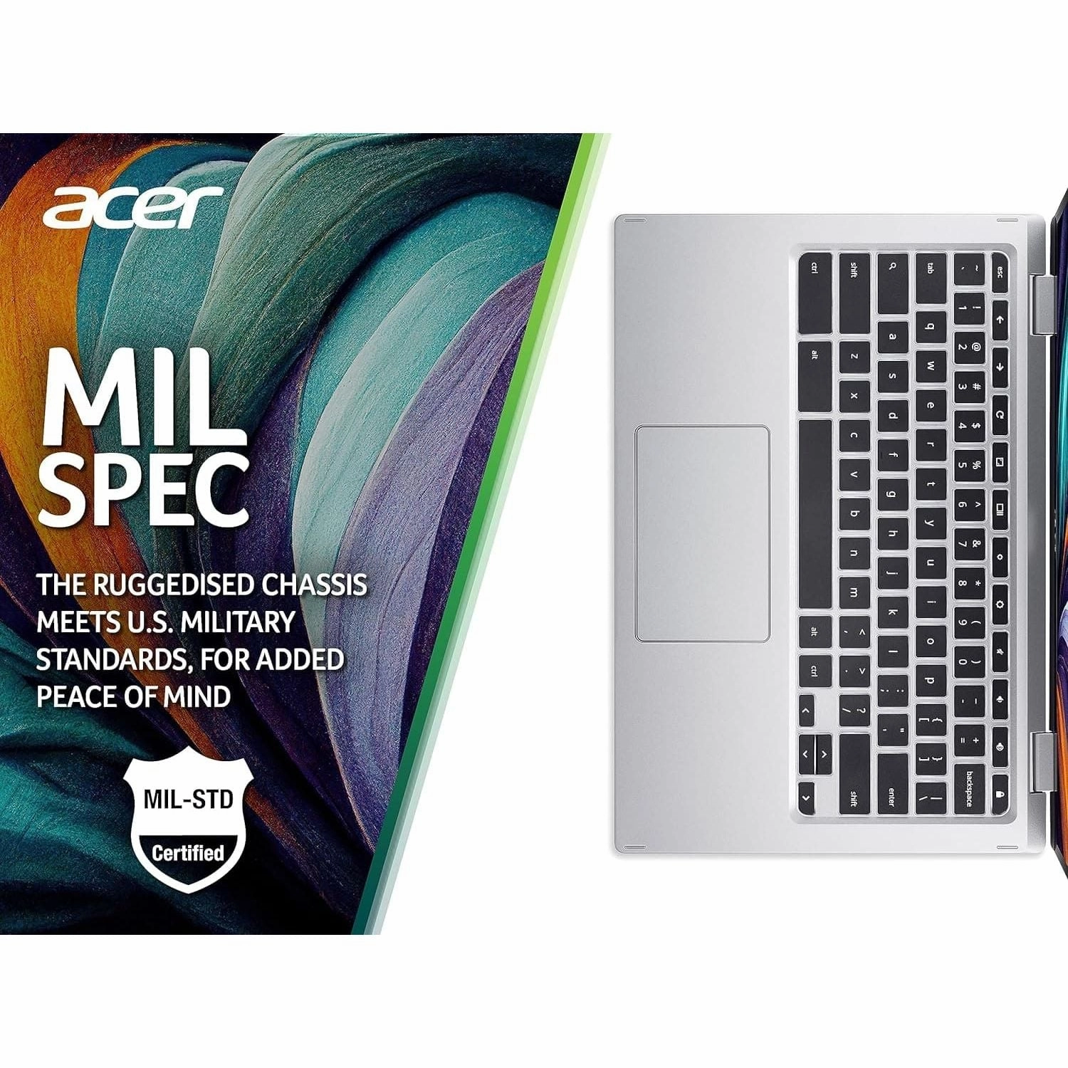 Acer Chromebook Spin 513 CP513-1H - 13.3-Inch Convertible Laptop, Qualcomm SC7180, 8GB RAM, 64GB eMMC, Full HD Touchscreen, Chrome OS, Silver