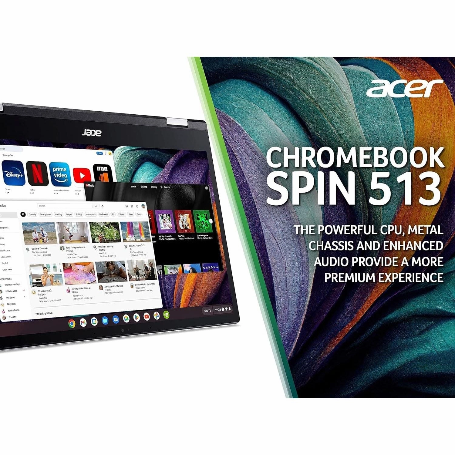 Acer Chromebook Spin 513 CP513-1H - 13.3-Inch Convertible Laptop, Qualcomm SC7180, 8GB RAM, 64GB eMMC, Full HD Touchscreen, Chrome OS, Silver
