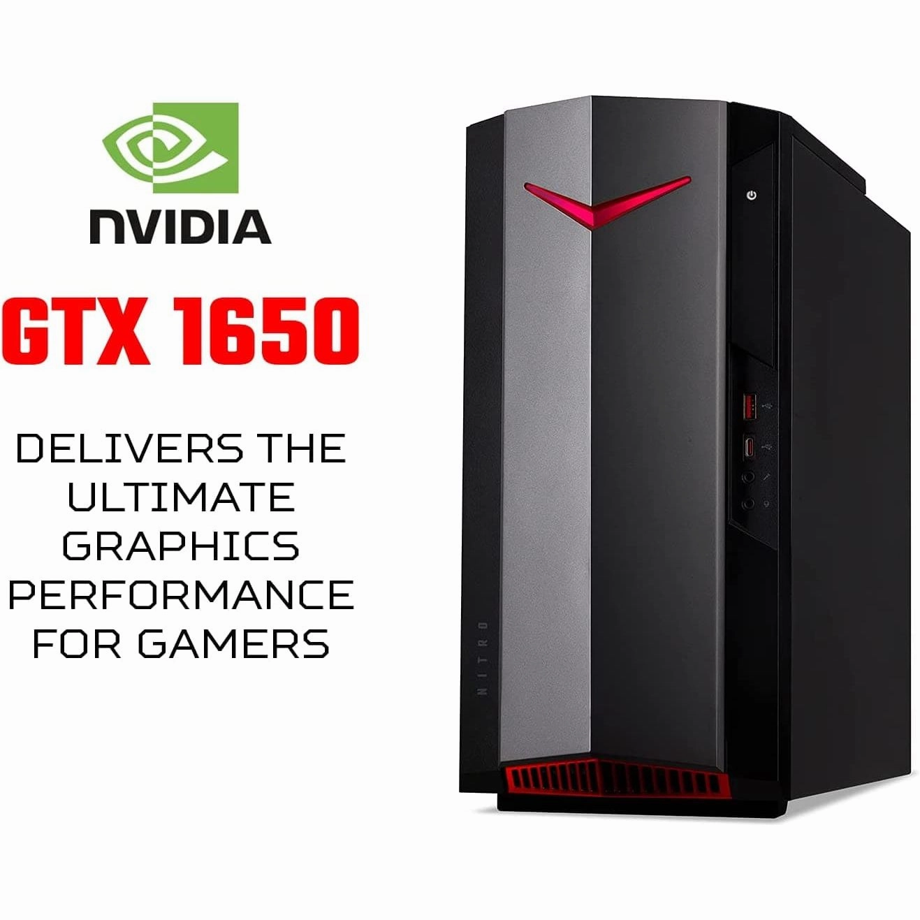 Acer Nitro N50-620 Gaming PC - (Intel Core i5-11400F, 8GB, 1TB SSD, NVIDIA GeForce GTX 1650, Windows 10, Black)