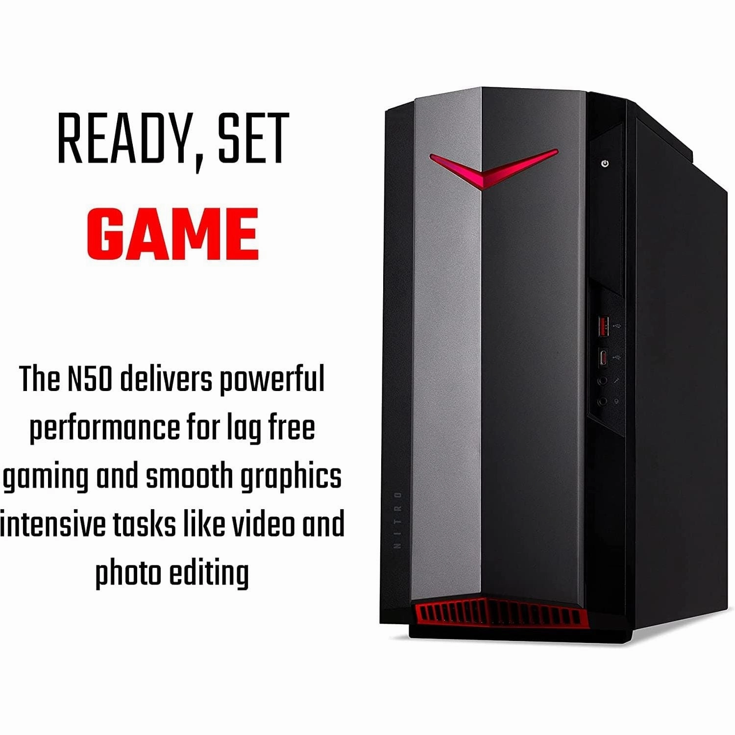Acer Nitro N50-620 Gaming PC - (Intel Core i5-11400F, 8GB, 1TB SSD, NVIDIA GeForce GTX 1650, Windows 10, Black)