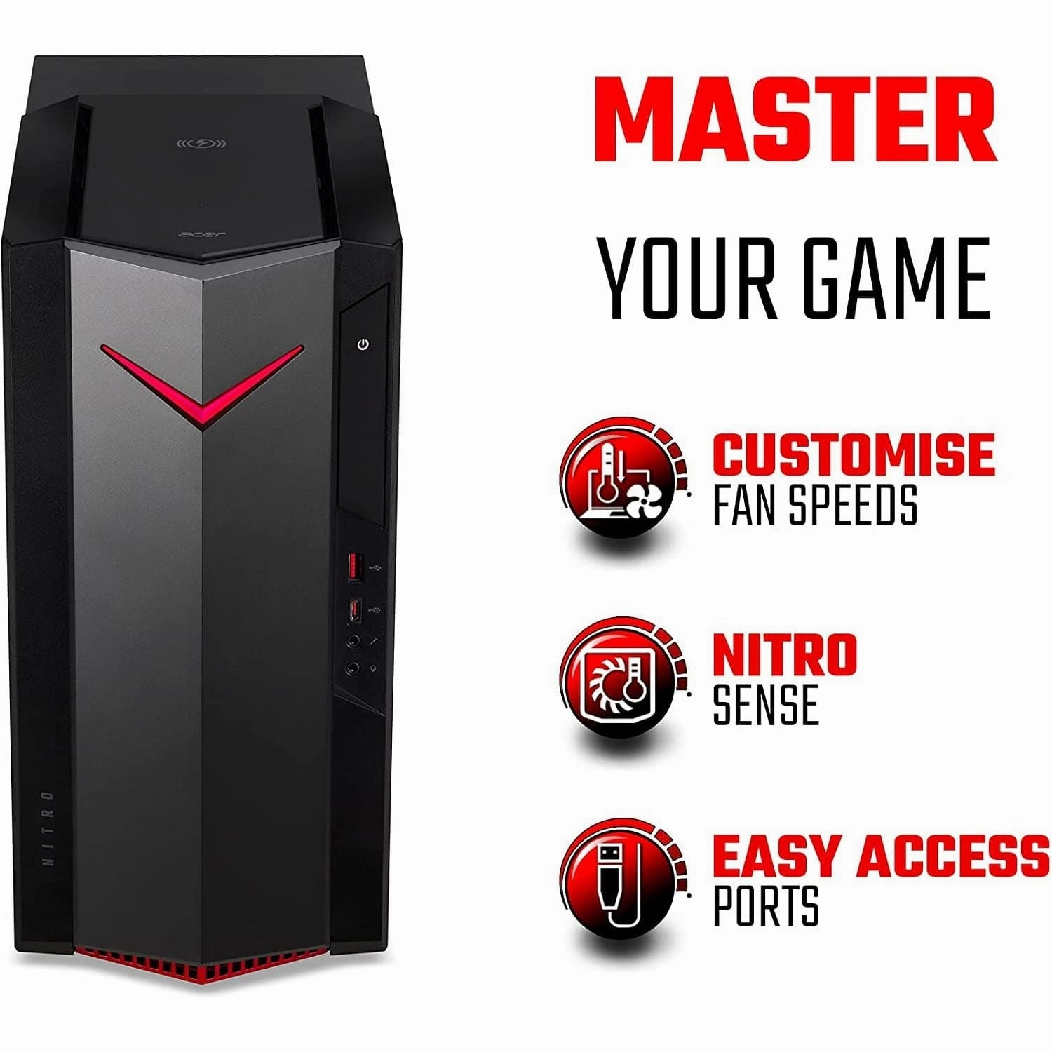 Acer Nitro N50-620 Gaming PC - (Intel Core i5-11400F, 8GB, 1TB SSD, NVIDIA GeForce GTX 1650, Windows 10, Black)