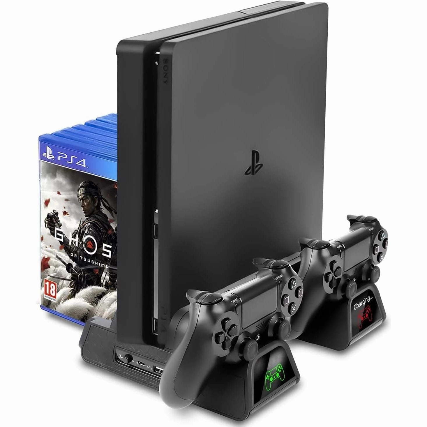 ADZ All-in-One PS4 Stand with Cooling Fan, Dual Controller Charger & 12-Game Rack - Compatible with PS4, PS4 Slim & Pro wireless headphones,bluetooth headphones,noise cancelling headphones,wireless earbuds
