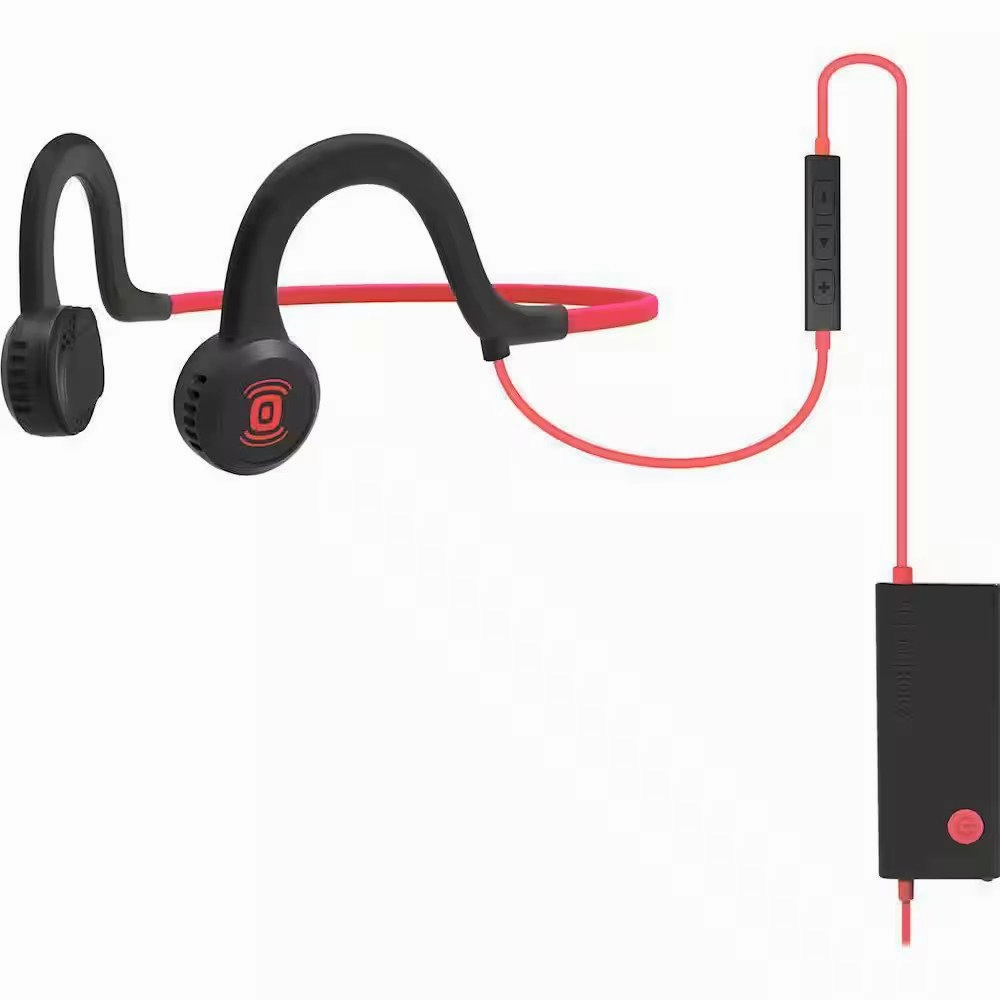 Aftershokz Sportz Titanium with Mic (AS451)  Wired Open-Ear Bone Conduction Headphones, 3.5mm Jack, 12Hr Battery - Lava Red