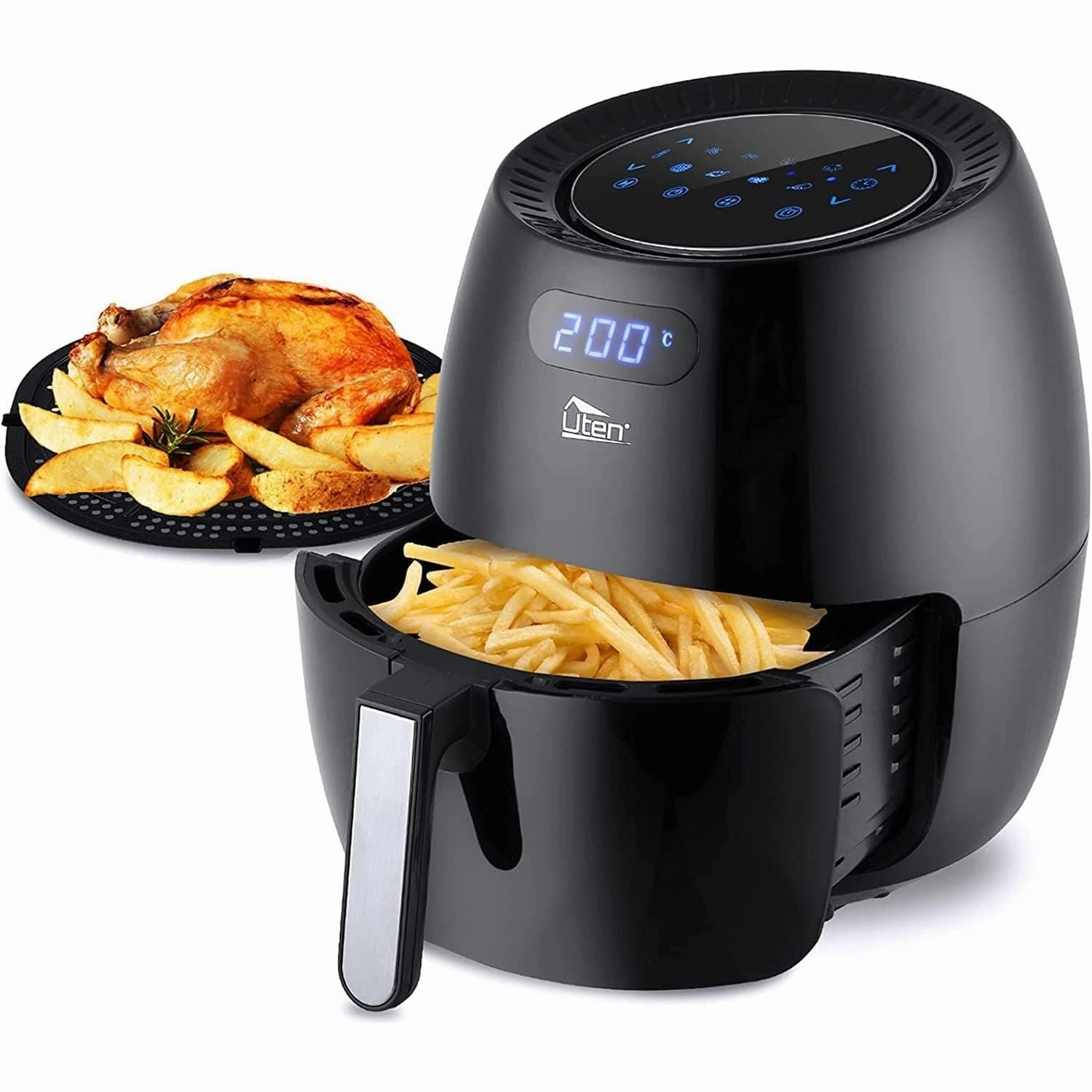 Air Fryer, Uten 6.5L Power Air Fryer with Digital Display, Rapid Air Circulation System Adjustable Temperature and 30 Minute Timer for Healthy Oil Free & Low Fat 1800W phone accessories, mobile phone cases, best charging cable