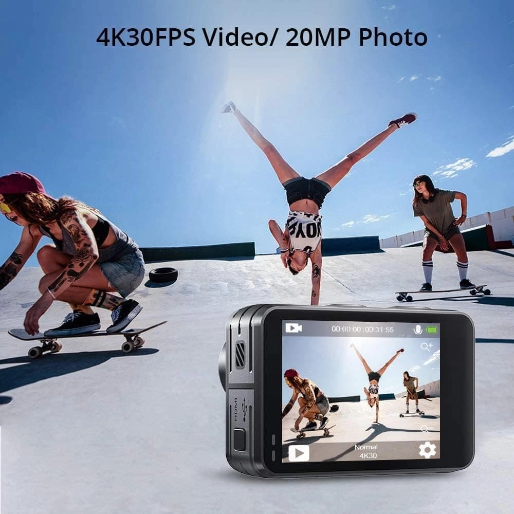 AKASO Brave 7 LE Action Camera, 40M Waterproof Underwater Camera EIS 2.0 Native 4K 20MP Touch Screen WiFi Sports Camera Remote Control Vlog Camera