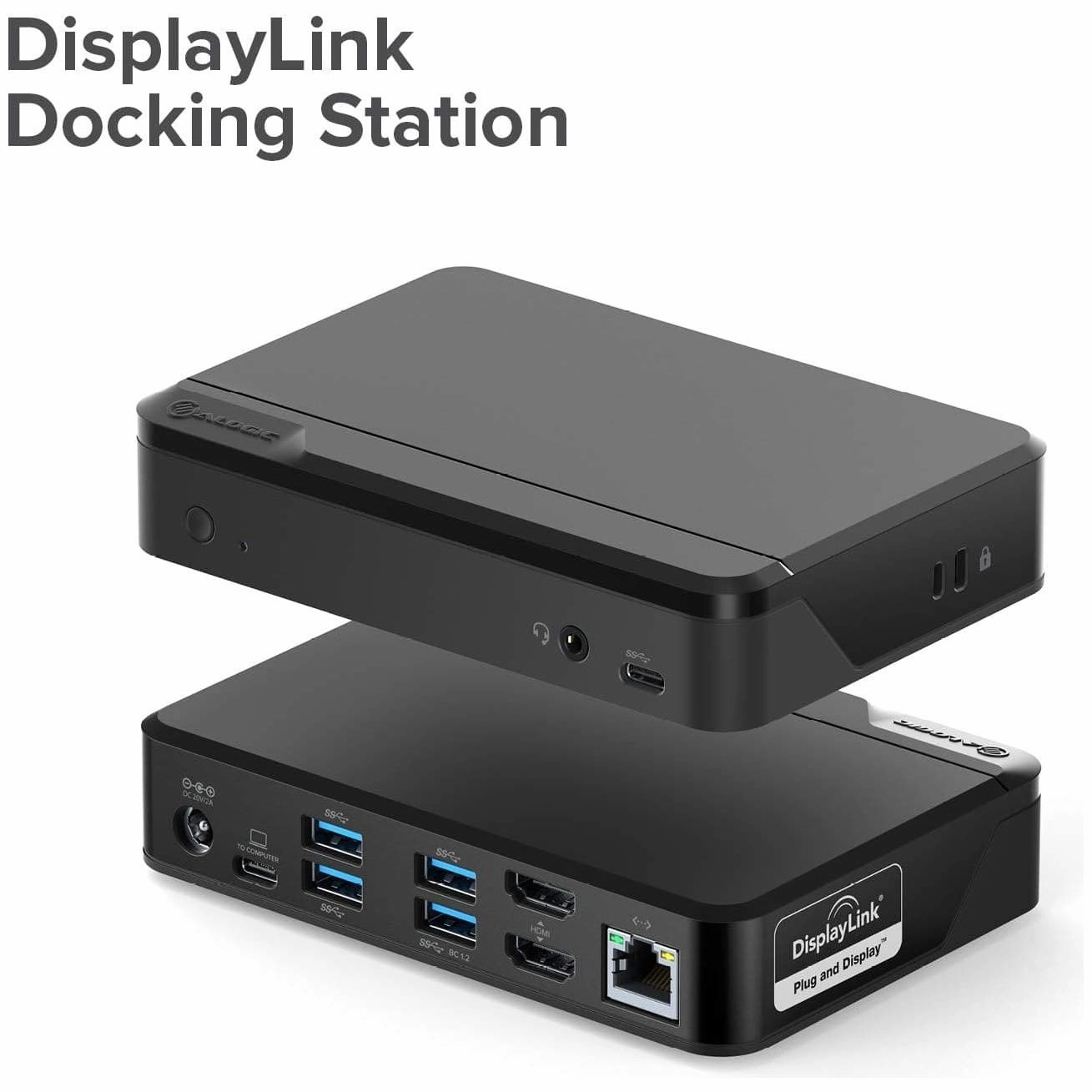 ALOGIC Universal Twin HD Docking Station Dual Display 1080p@60Hz, 2x HDMI, 1 x USB-C 3.1(5G), 4 x USB-A 3.0(5G), 1 x Audio, 1 x Gigabit Ethernet Lock slotC DUTHD