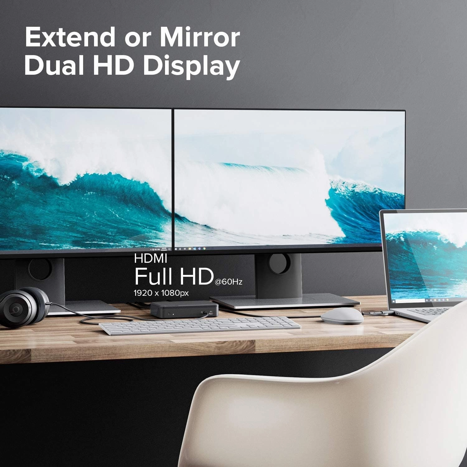 ALOGIC Universal Twin HD Docking Station Dual Display 1080p@60Hz, 2x HDMI, 1 x USB-C 3.1(5G), 4 x USB-A 3.0(5G), 1 x Audio, 1 x Gigabit Ethernet Lock slotC DUTHD