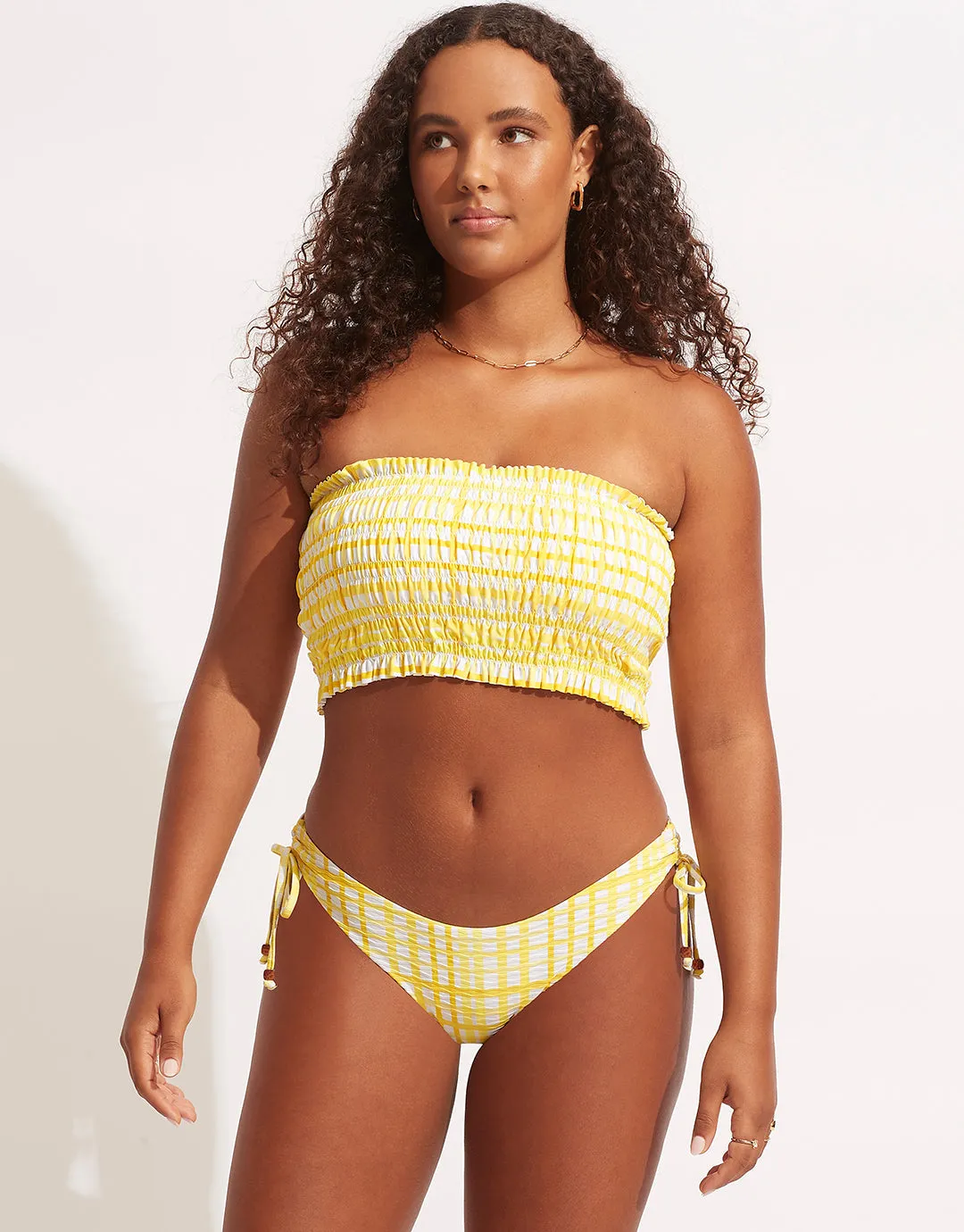 Amalfi check loop side hipster bikini pant