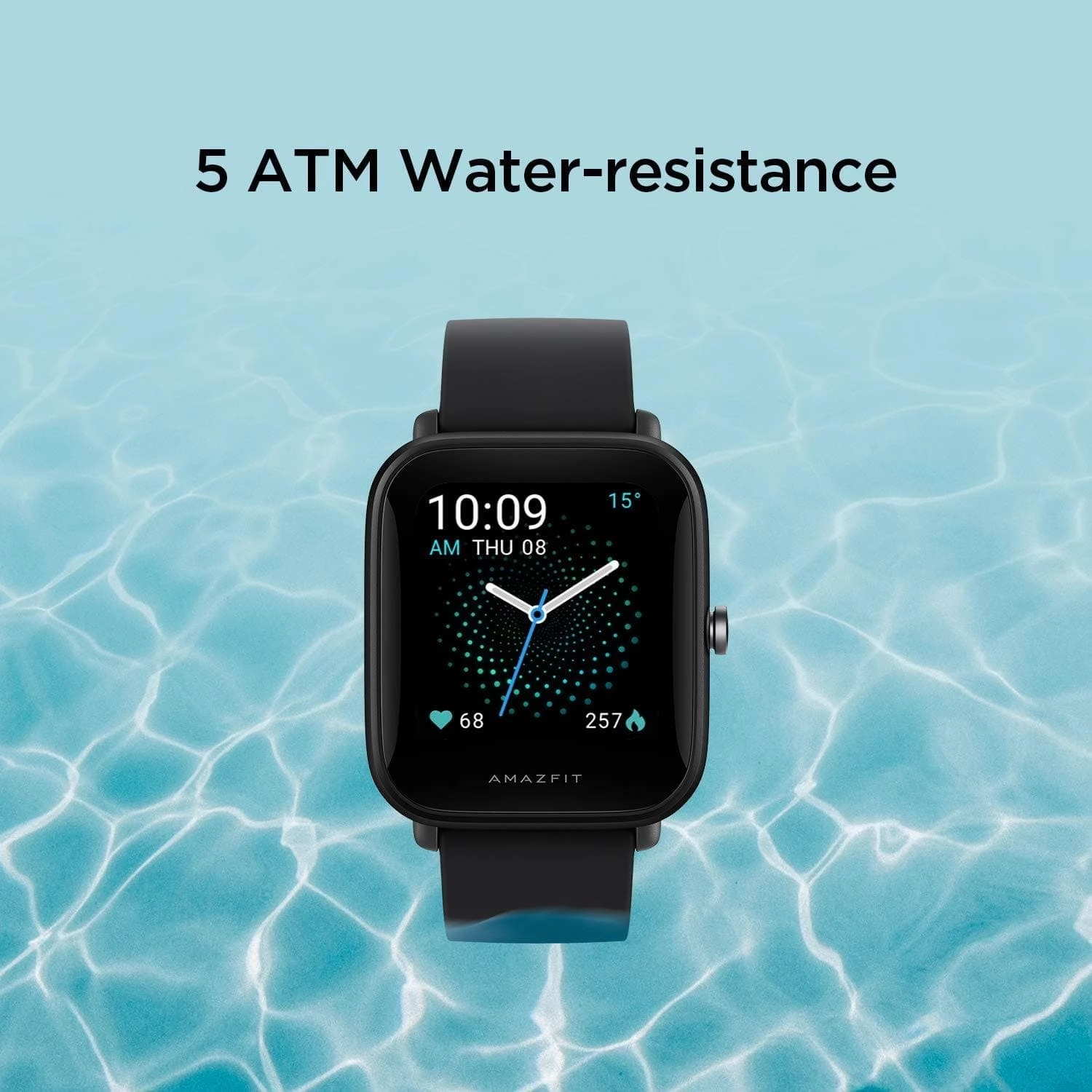 Amazfit Bip U Smartwatch Fitness Tracker with Heart Rate, Sleep, Stress, SpO2 Monitor, 1.43" Color Touch Screen, 5 ATM Waterproof, 60  Sports Modes, 9 Day Battery Life, Black
