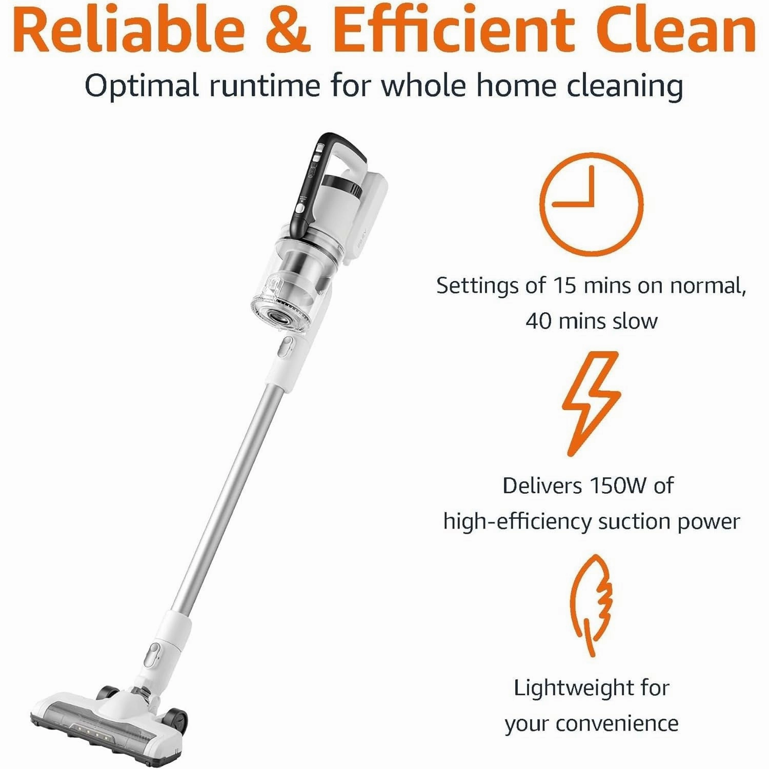 Amazon Basics 2 in 1 Cordless Vacuum Cleaner with DC Motor 150W 0.7L White and Black