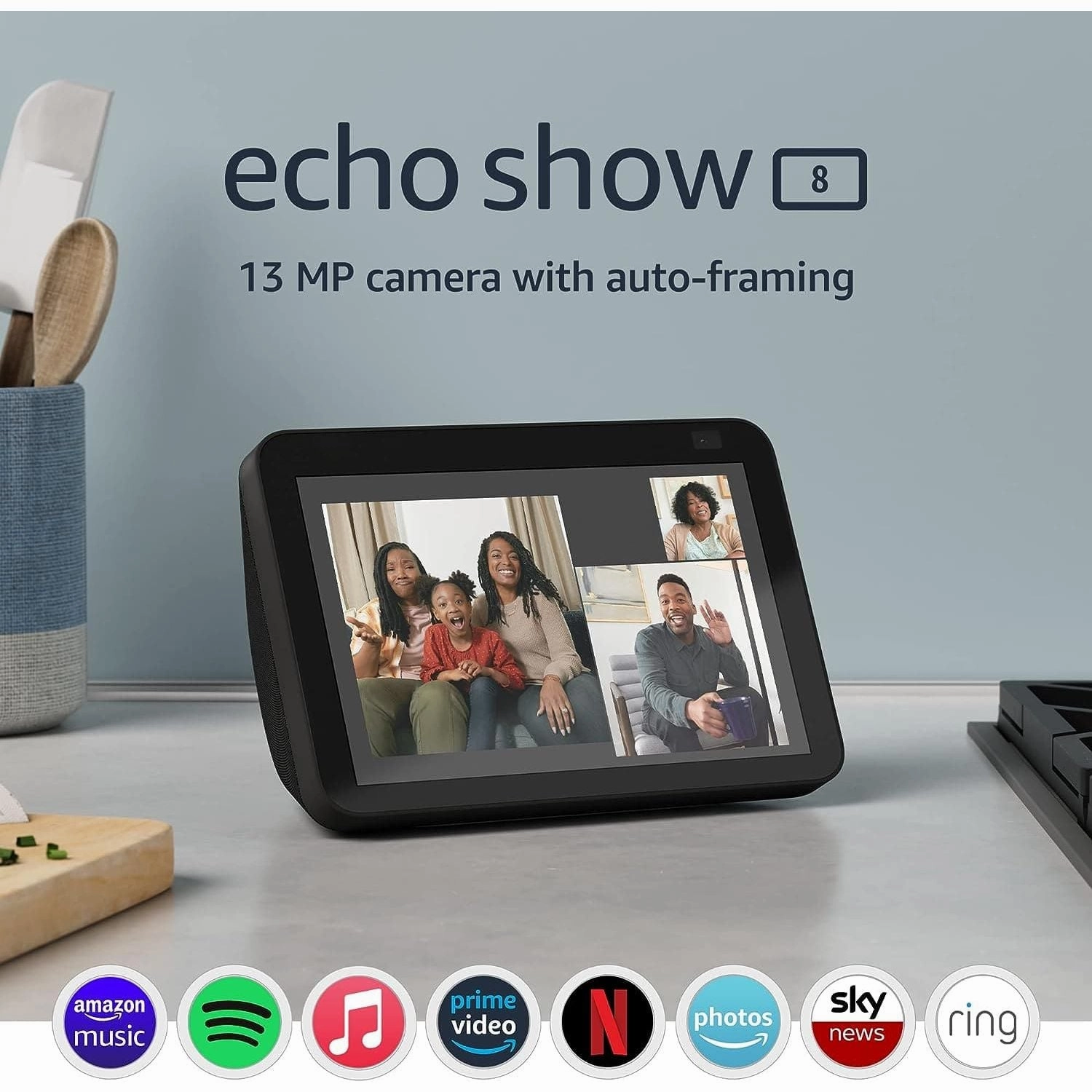 Amazon Echo Show 8 (2nd Gen) Smart Display With Alexa - Black