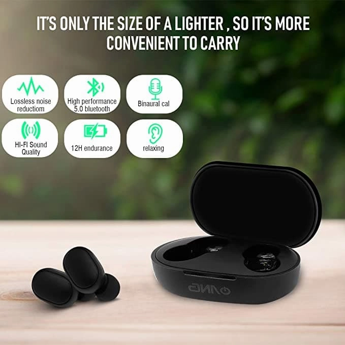 ANG True Wireless Earbuds, M1 Bluetooth Headphones in-Ear, Extra Bass Stereo Sound with Mic, Touch Control Wireless Earphones, Waterproof 12H Playtime for Home Work, Office, Workout