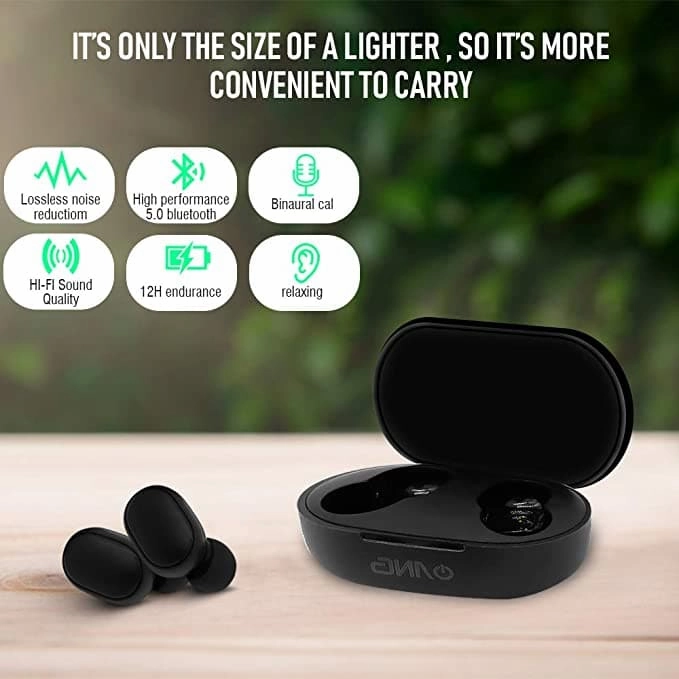 ANG True Wireless Earbuds, M1 Bluetooth Headphones in-Ear, Extra Bass Stereo Sound with Mic, Touch Control Wireless Earphones, Waterproof 12H Playtime for Home Work, Office, Workout