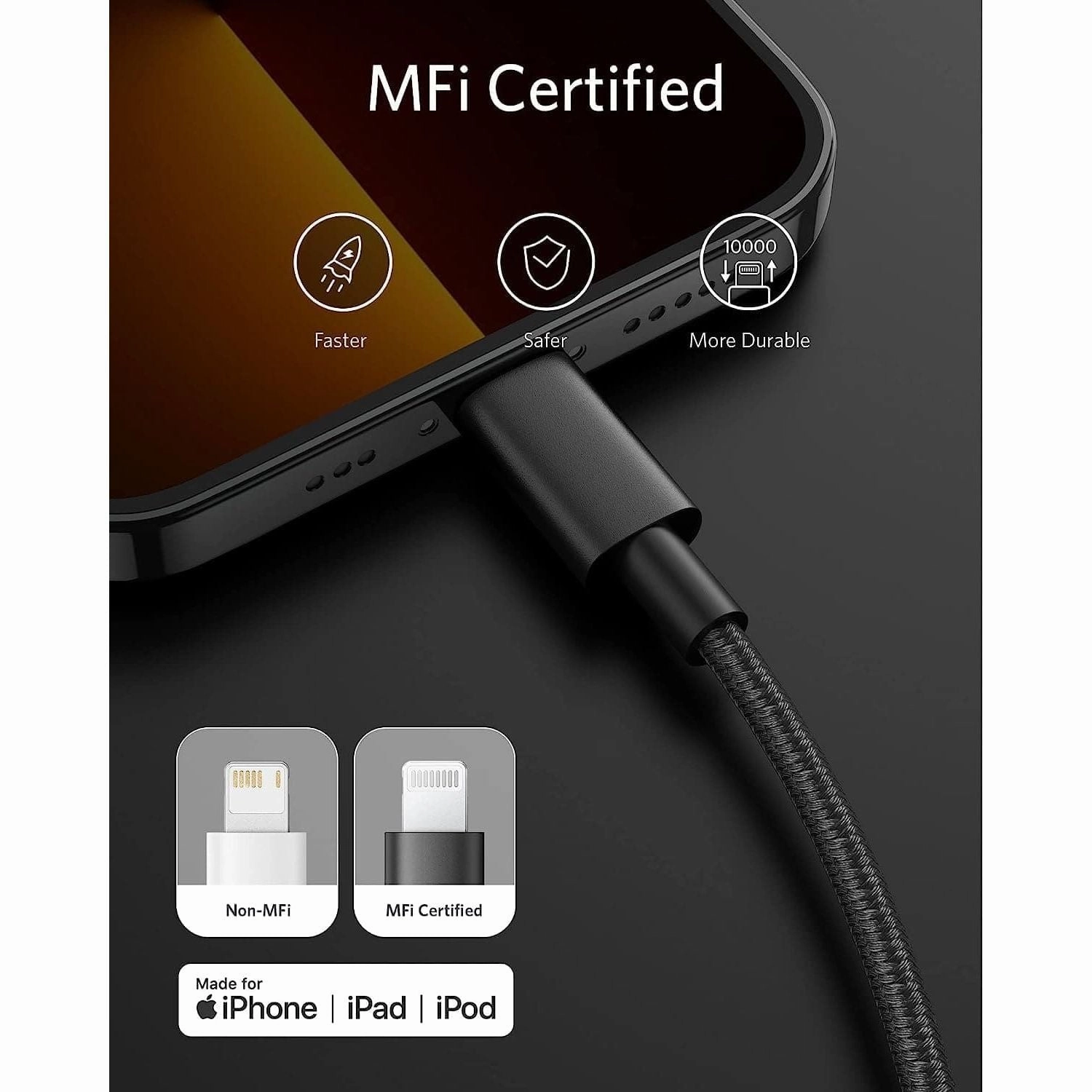 Anker USB C to Lightning Cable, New Nylon USB-C to Lightning Charging Cord