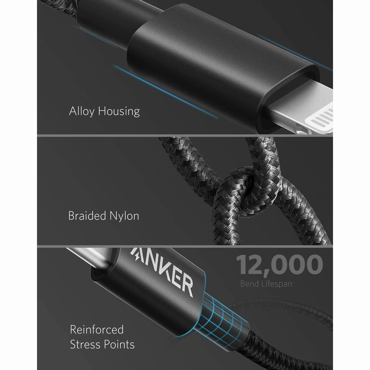 Anker USB C to Lightning Cable, New Nylon USB-C to Lightning Charging Cord