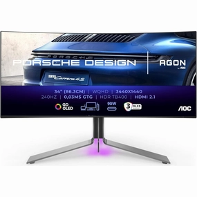 AOC AGON Pro PD34, 34-Inch WQHD OLED Gaming Monitor - 240Hz, 0.03ms, FreeSync Premium Pro, G-Sync Compatible, HDR400, 3440x1440, HDMI 2.1, DisplayPort, USB-C, 90W PD, USB Hub, Black retro game consoles, buy sega console, retro gaming accessories
