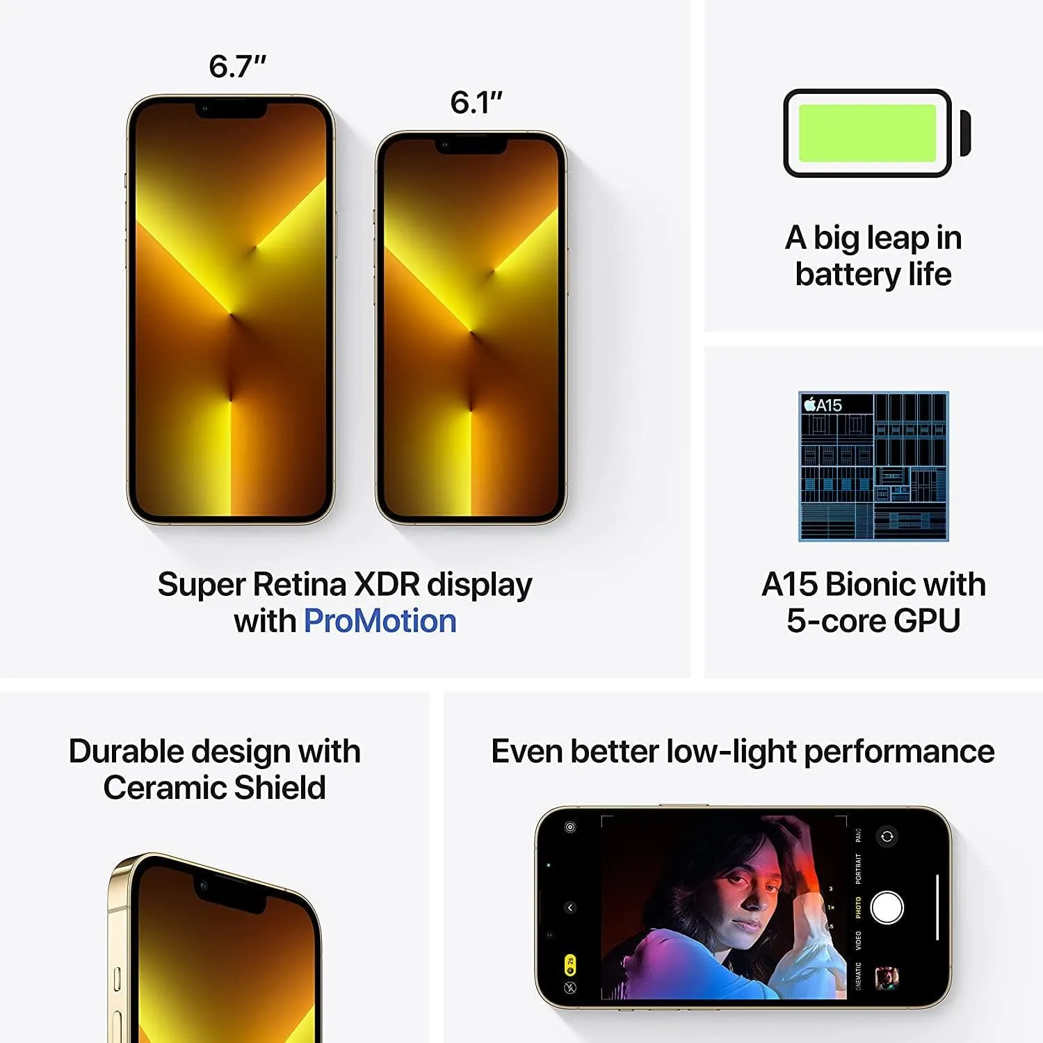 Apple iPhone 13 Pro 5G 256GB,  Gold, Unlocked