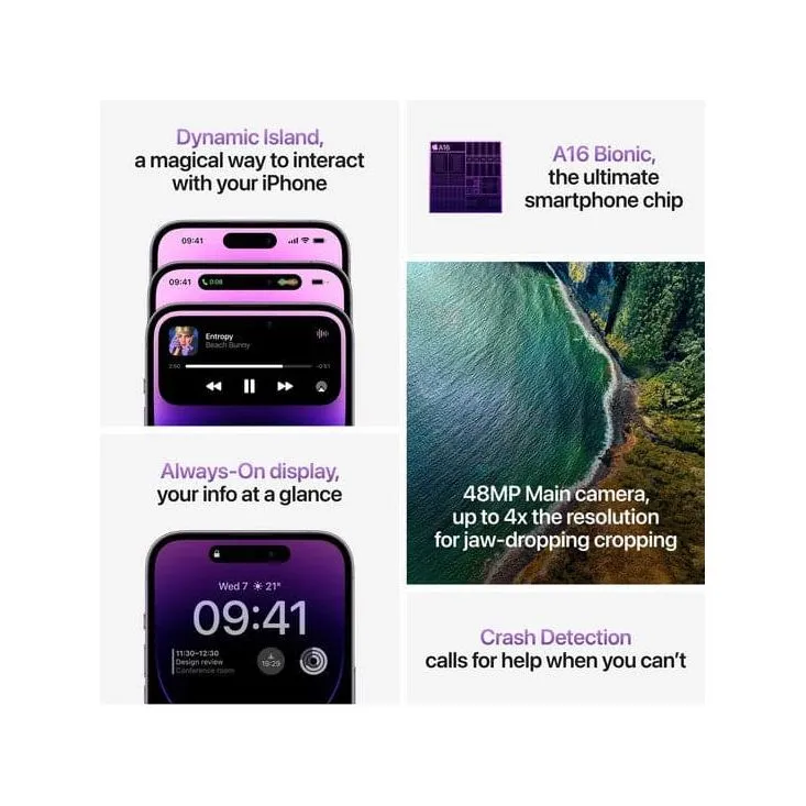 Apple iPhone 14 Pro 5G 512GB Deep Purple Sim-Free Unlocked Mobile Phone
