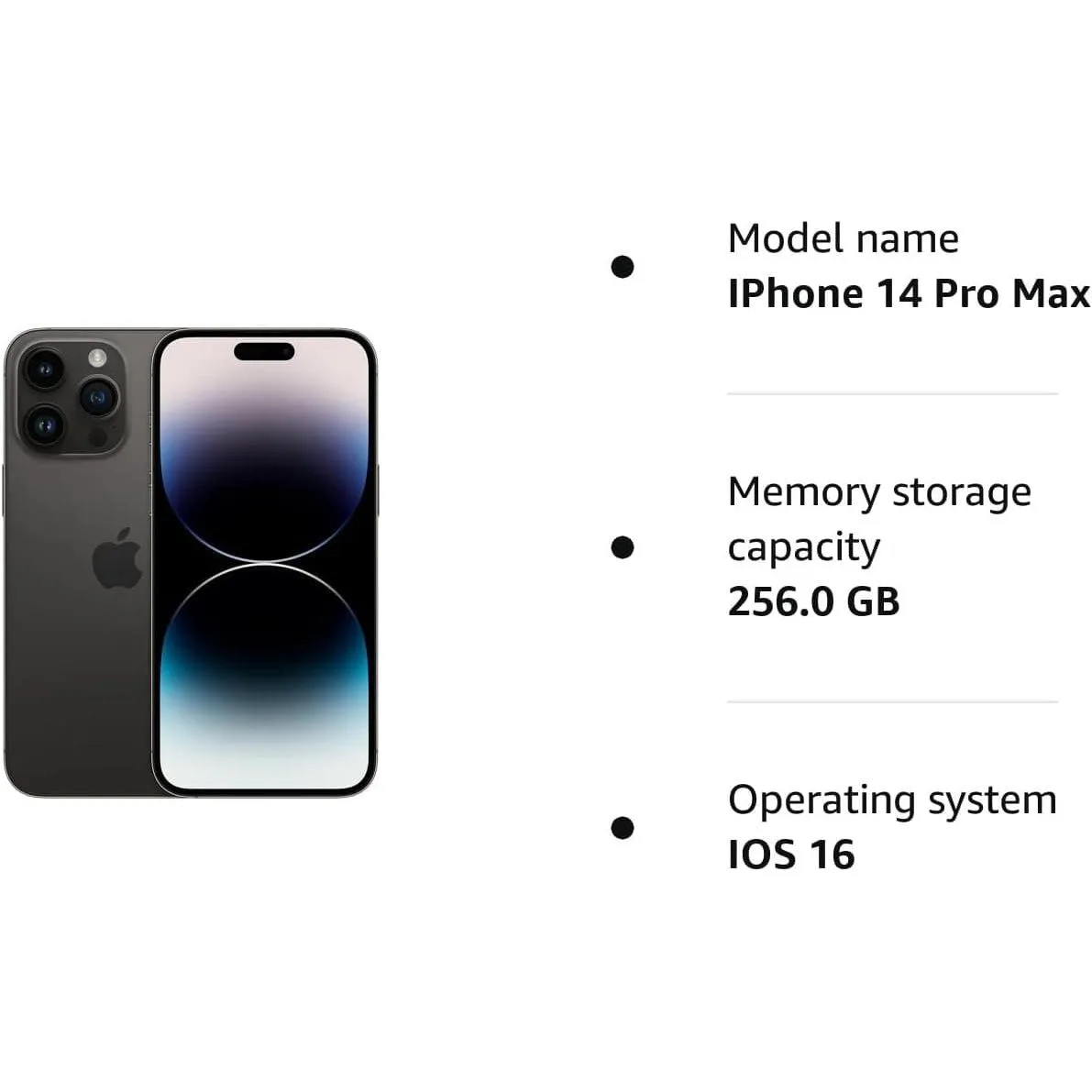 Apple iPhone 14 Pro Max 5G, 256GB, Space Black - Unlocked