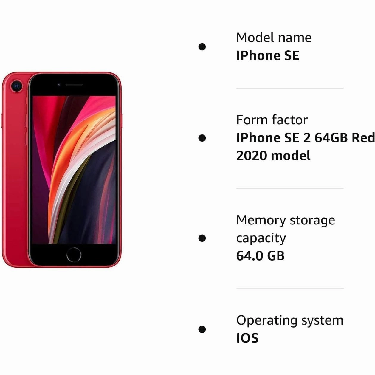 Apple iPhone SE (2nd Gen) 64GB Product Red Sim-Free Unlocked Mobile Phone