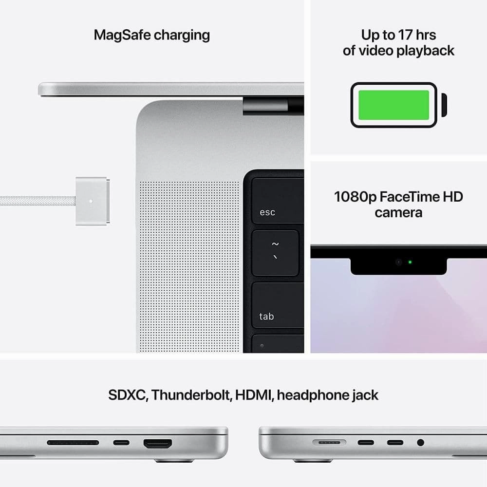 Apple MacBook Pro 14-inch (2021) M1 Pro chip with 8 core CPU and 14 core GPU 16GB Unified Memory 512GB SSD - Silver