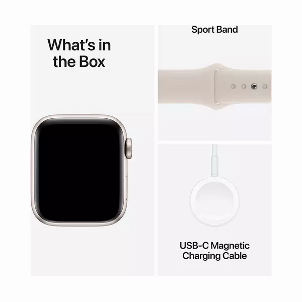 APPLE Watch SE (2023) - 40 mm Starlight Aluminium Case with Starlight Sports Band, S/M