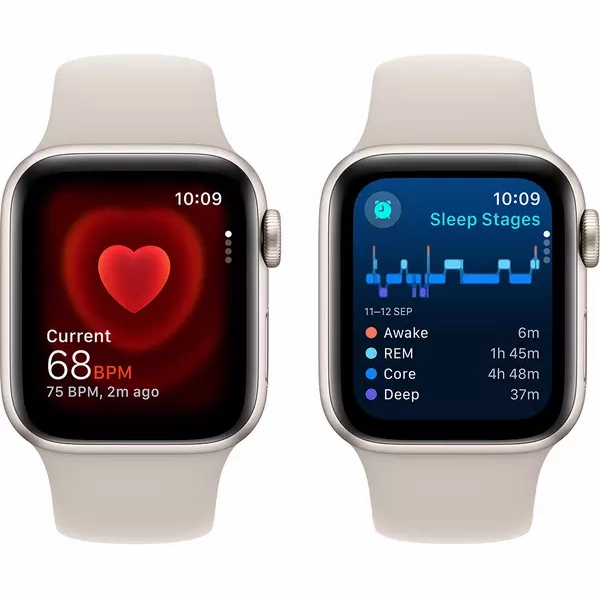 APPLE Watch SE (2023) - 40 mm Starlight Aluminium Case with Starlight Sports Band, S/M