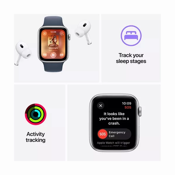 APPLE Watch SE (2023) - 44 mm Midnight Aluminium Case with Midnight Sport Band, M/L