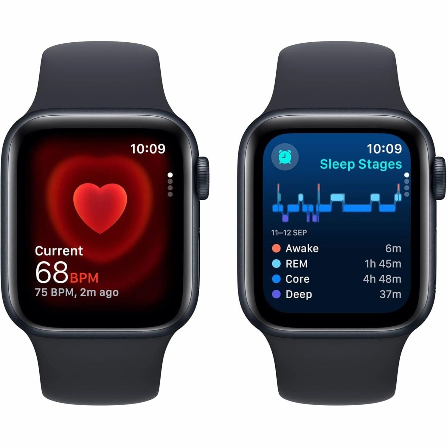 Apple Watch SE 2nd Gen, 2023, GPS, 40mm Smartwatch - Midnight Aluminium Case with Midnight Sport Band (M/L)