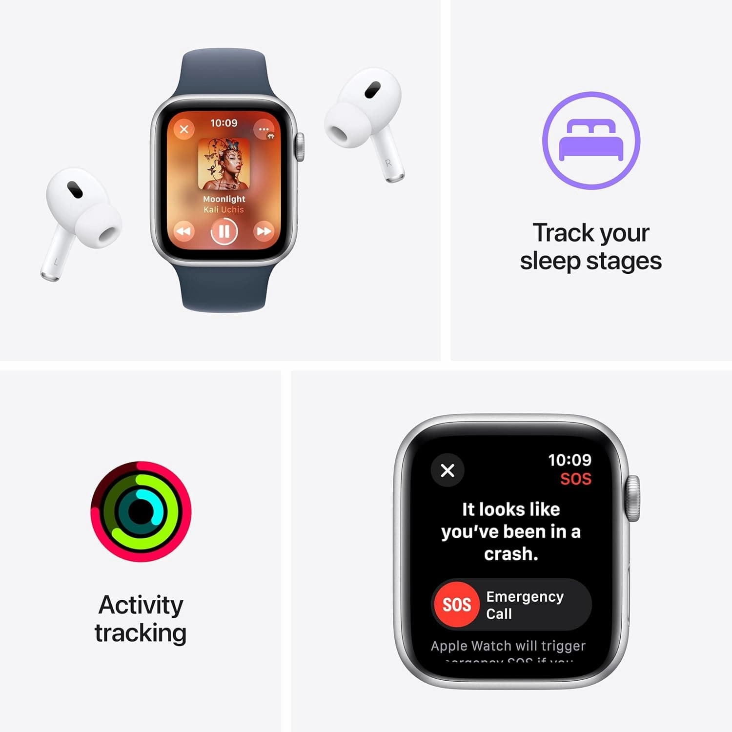 Apple Watch SE 2nd Gen, 2023, GPS, 40mm Smartwatch - Midnight Aluminium Case with Midnight Sport Band (M/L)