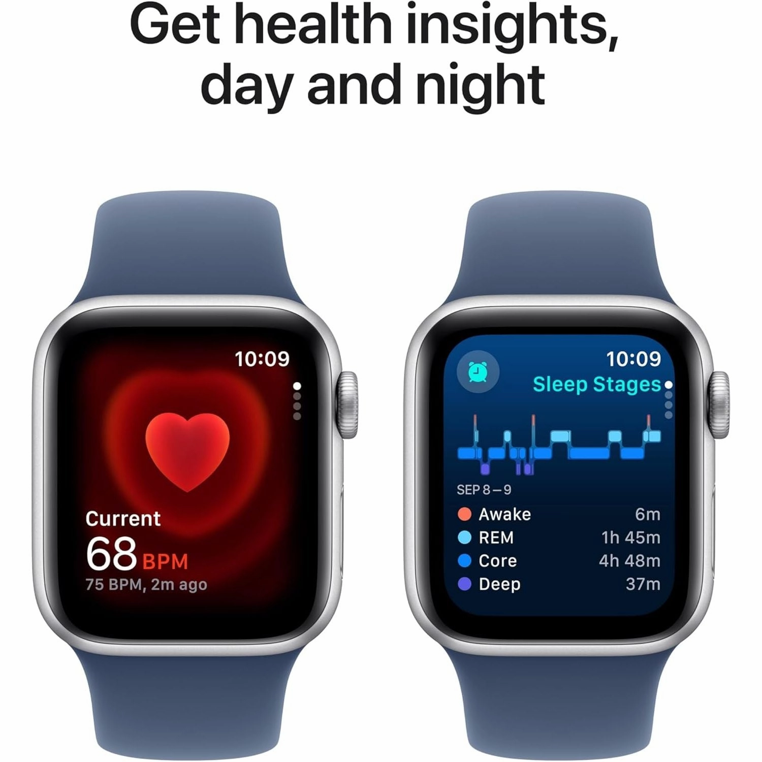 Apple Watch SE (2nd Gen) GPS 40mm Smartwatch with Silver Aluminium Case with Denim Sport Band - M/L. Fitness and Sleep Trackers, Crash Detection, Heart Rate Monitor, Retina Display