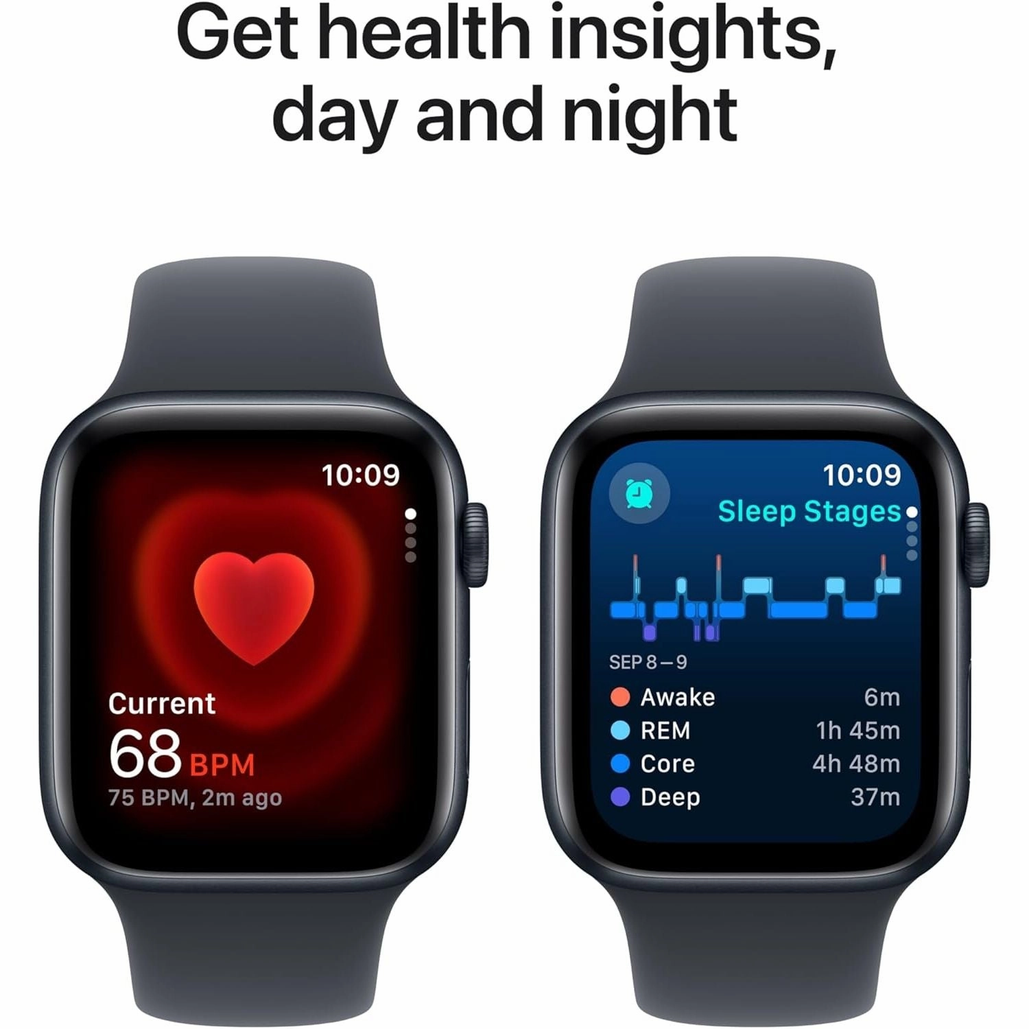 Apple Watch SE (2nd Gen) GPS 44mm Midnight Aluminium Case, Sport Band, Fitness & Sleep Tracking, Crash Detection