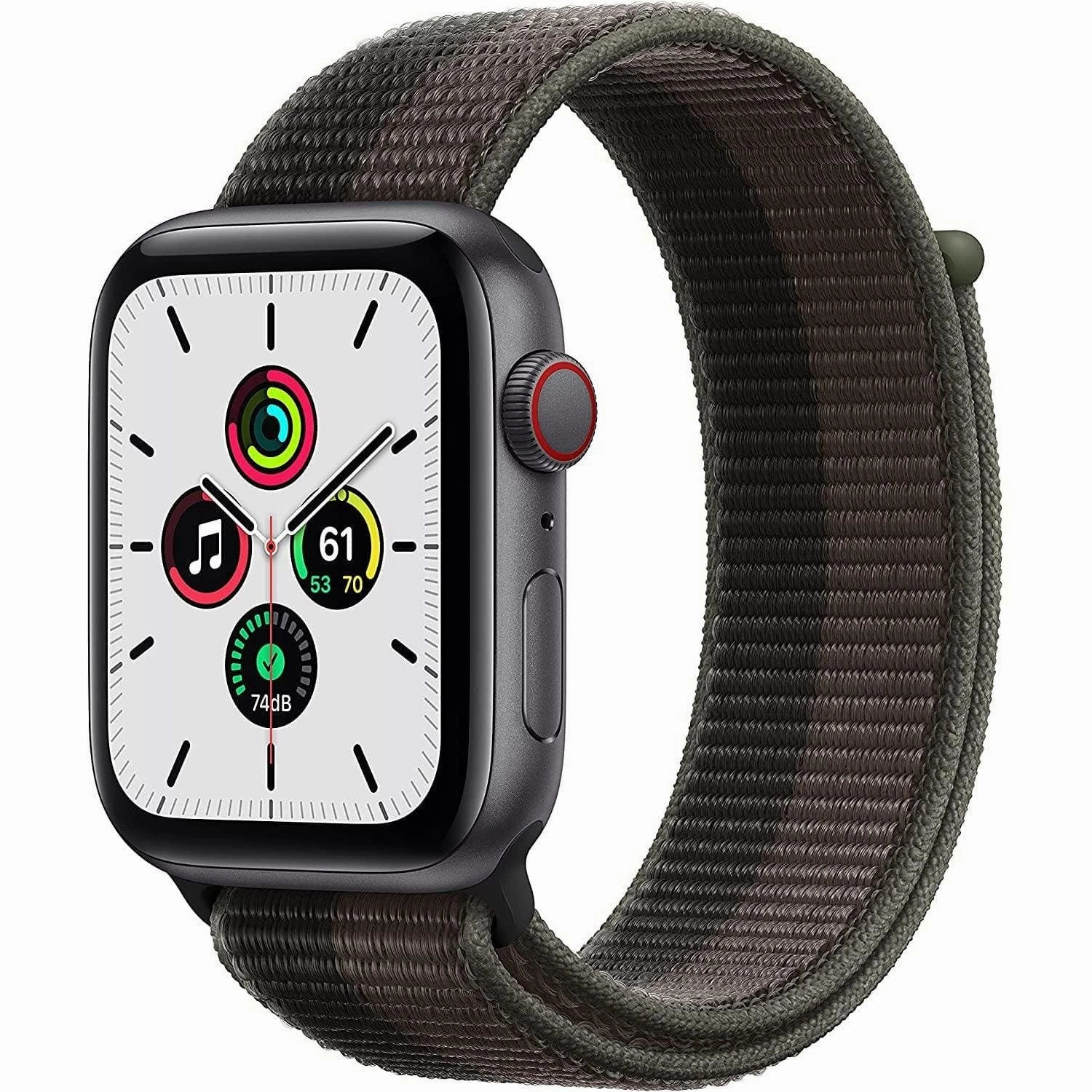 Apple Watch SE GPS   Cellular - Space Grey Aluminium with Tornado & Grey Sports Loop, 44 mm - Unlocked