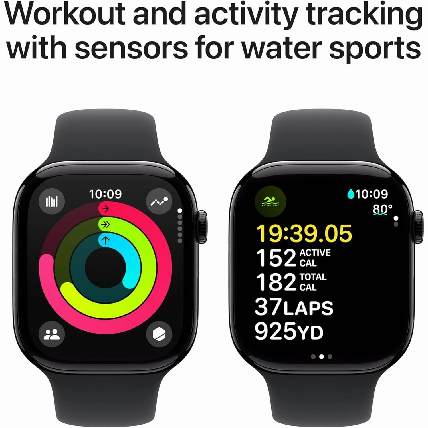 Apple Watch Series 10 (46mm) GPS   Cellular  Jet Black Aluminium Case with Black Sport Band (M/L), Fitness Smartwatch