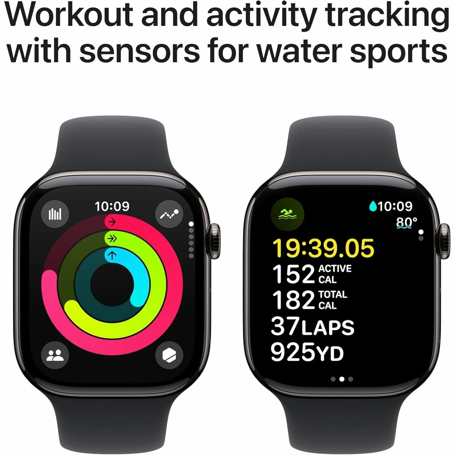 Apple Watch Series 10 (46mm) GPS   Cellular  Slate Titanium Case with Black Sport Band (S/M), Fitness & Health Smartwatch
