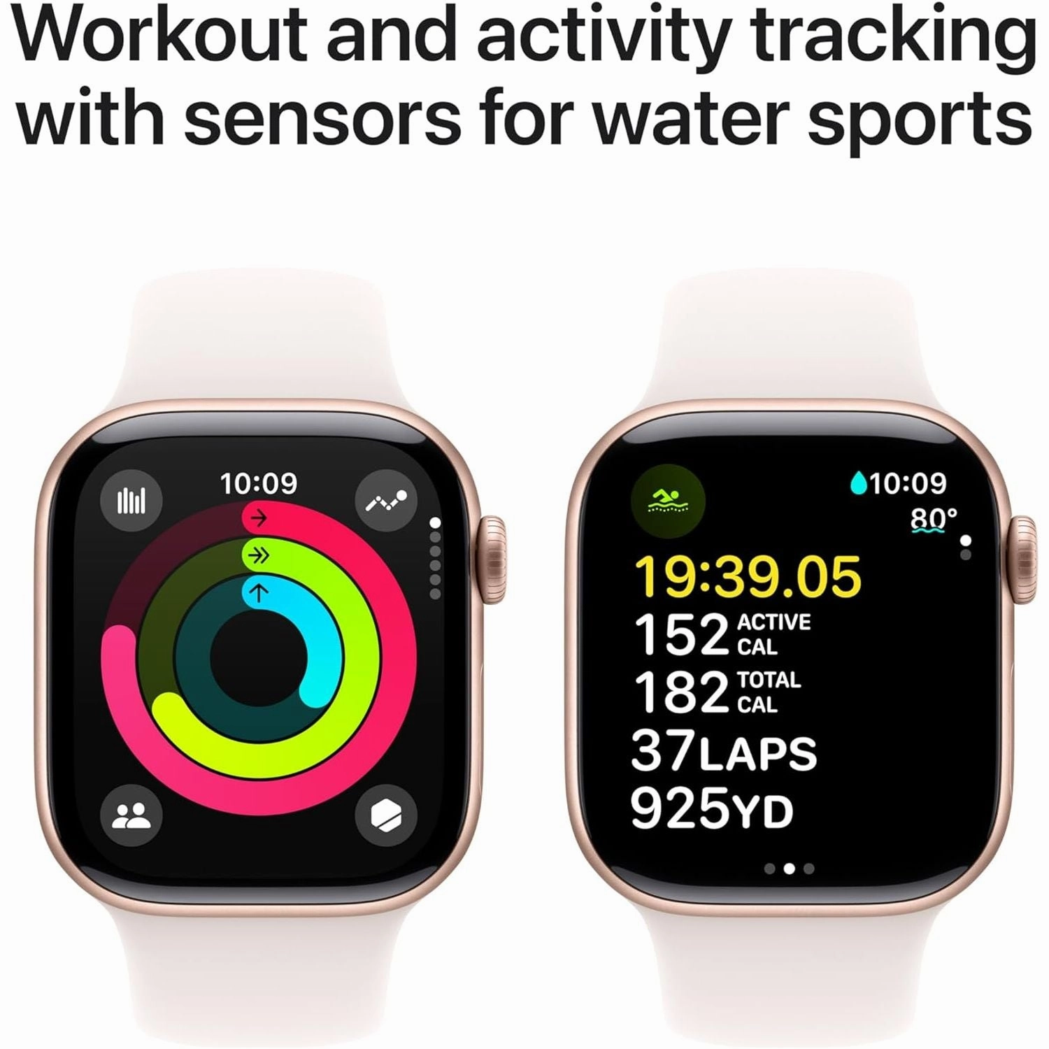 Apple Watch Series 10 GPS 42 mm Smartwatch with Rose Gold Aluminium Case with Light Blush Sport Band