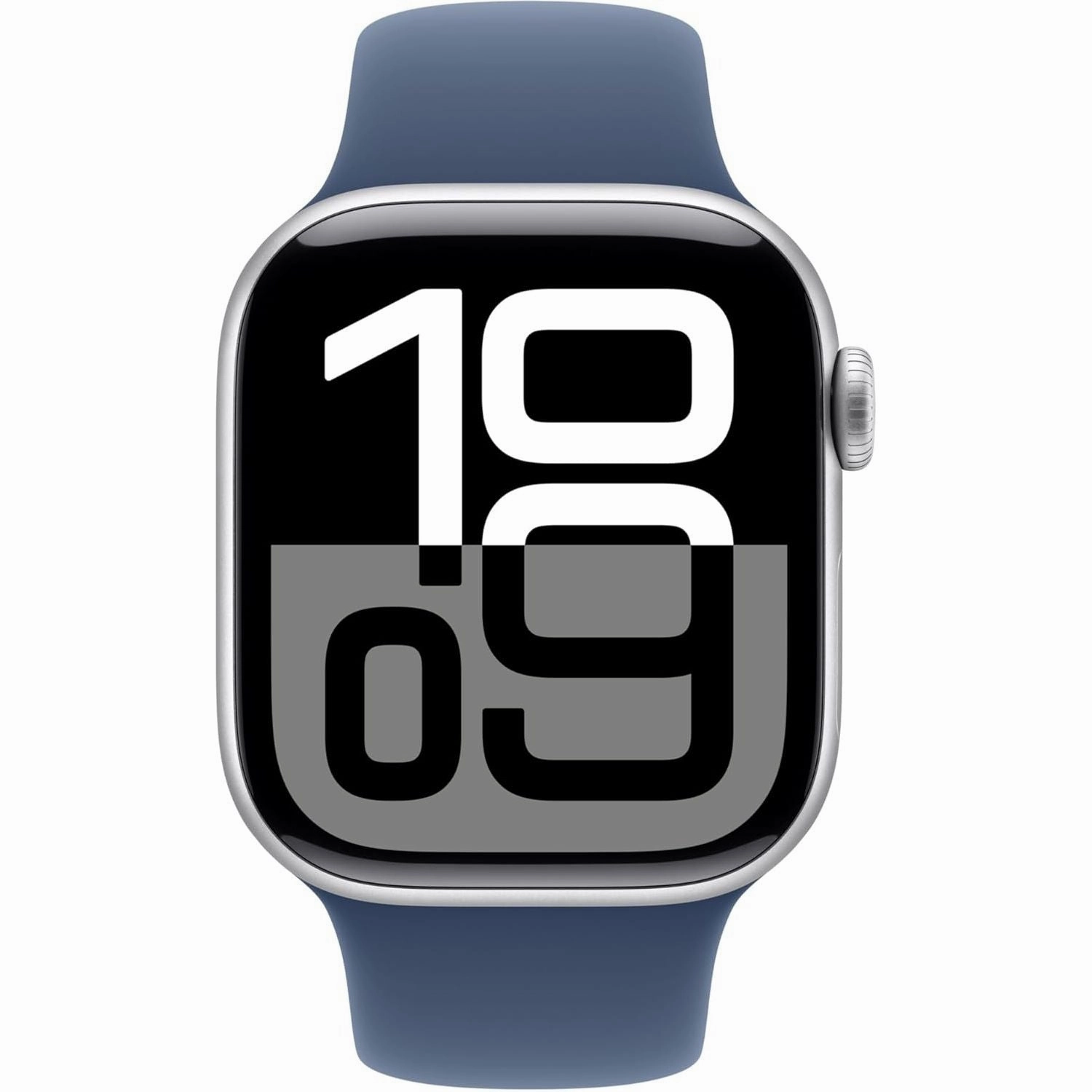 Apple Watch Series 10 GPS 42 mm Smartwatch with Silver Aluminium Case with Denim Sport Band - S/M. Fitness Tracker, ECG App, Always-On Retina Display, Water Resistant