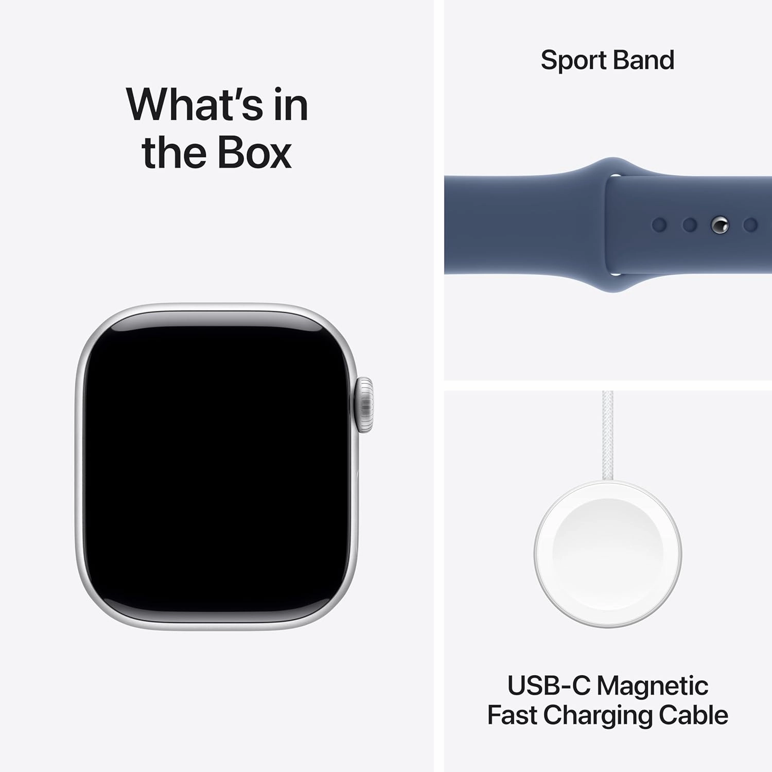 Apple Watch Series 10 GPS 42 mm Smartwatch with Silver Aluminium Case with Denim Sport Band - S/M. Fitness Tracker, ECG App, Always-On Retina Display, Water Resistant