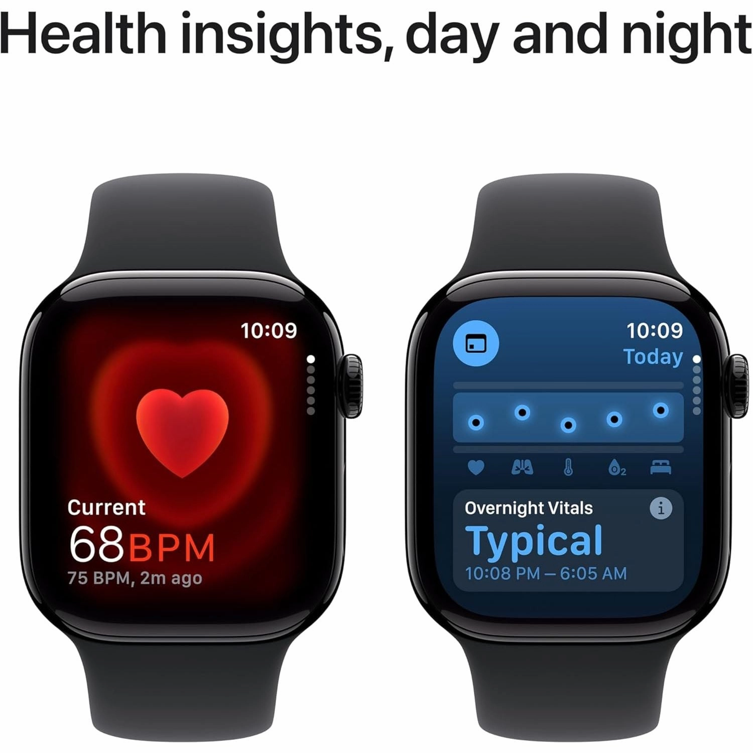Apple Watch Series 10 GPS 42mm - Jet Black Aluminium Case, Black Sport Band, Fitness Tracker, ECG, Always-On Retina Display, Water Resistant