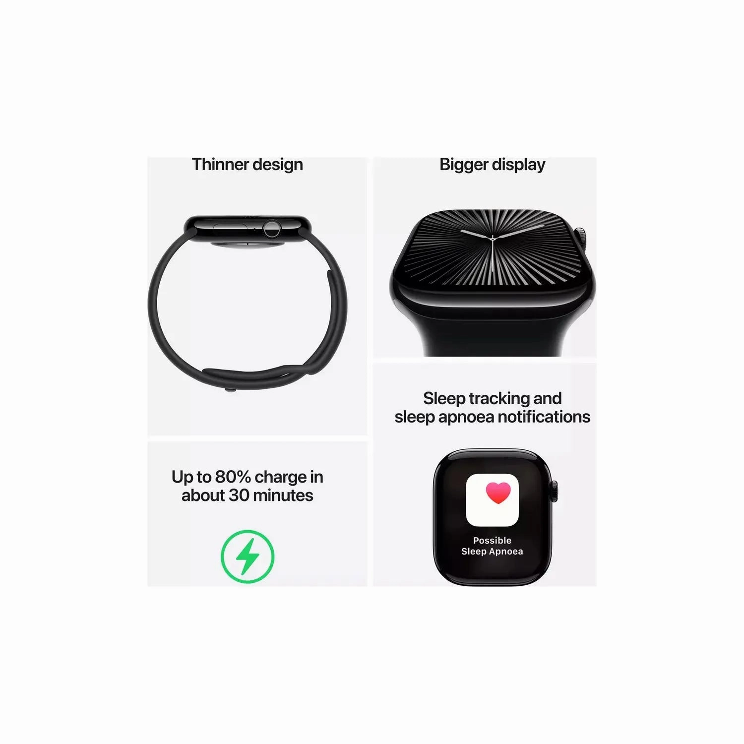 Apple Watch Series 10 GPS 42mm  Jet Black Aluminium, Ink Sport Loop, Fitness Tracker, ECG, Always-On Display