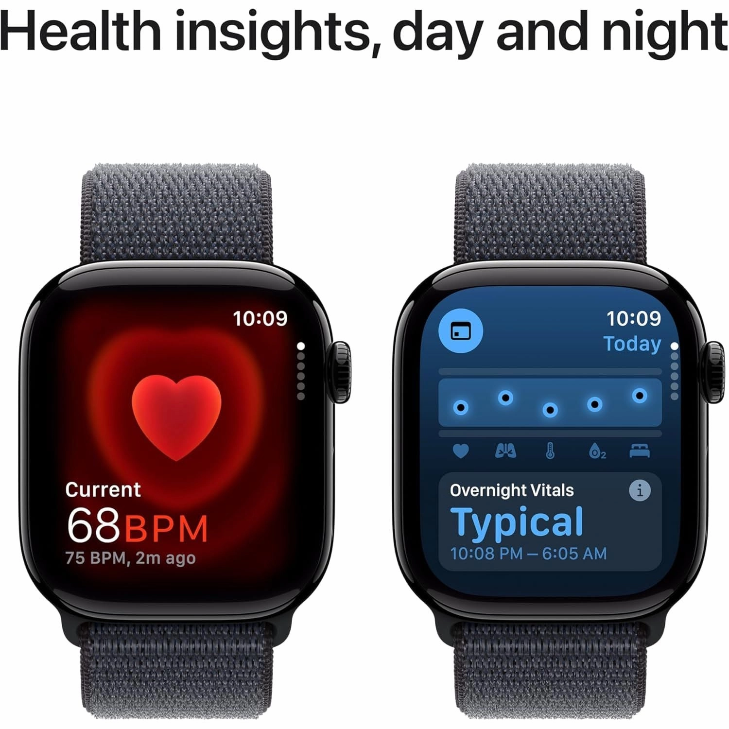 Apple Watch Series 10 GPS 42mm Smartwatch - Jet Black Aluminium Case, Ink Sport Loop, Fitness Tracker, Always-On Retina Display, Carbon Neutral