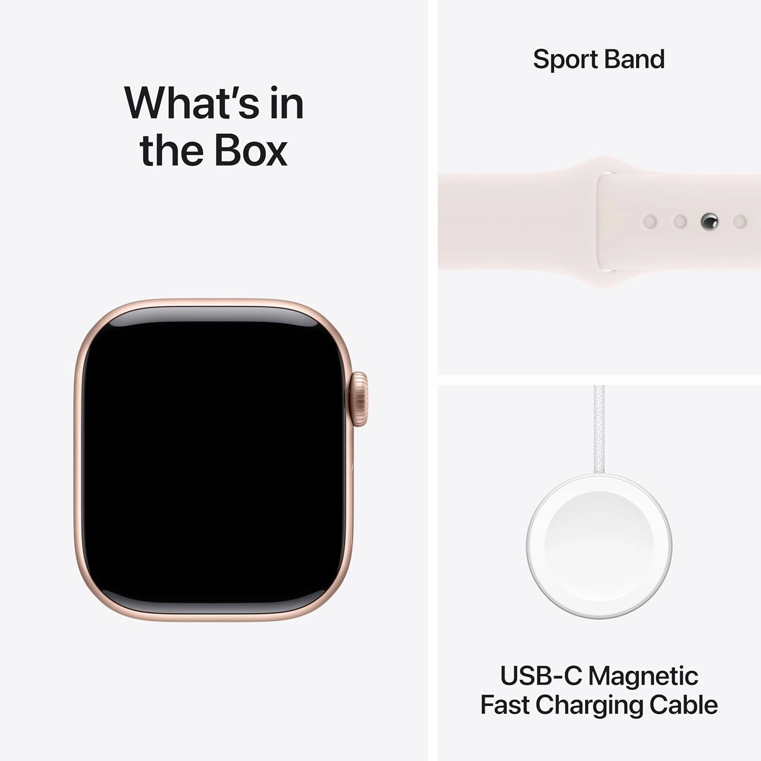 Apple Watch Series 10  GPS, 42mm Smartwatch, Rose Gold Aluminium Case, Light Blush Sport Band (S/M), Water Resistant, Always-On Retina Display