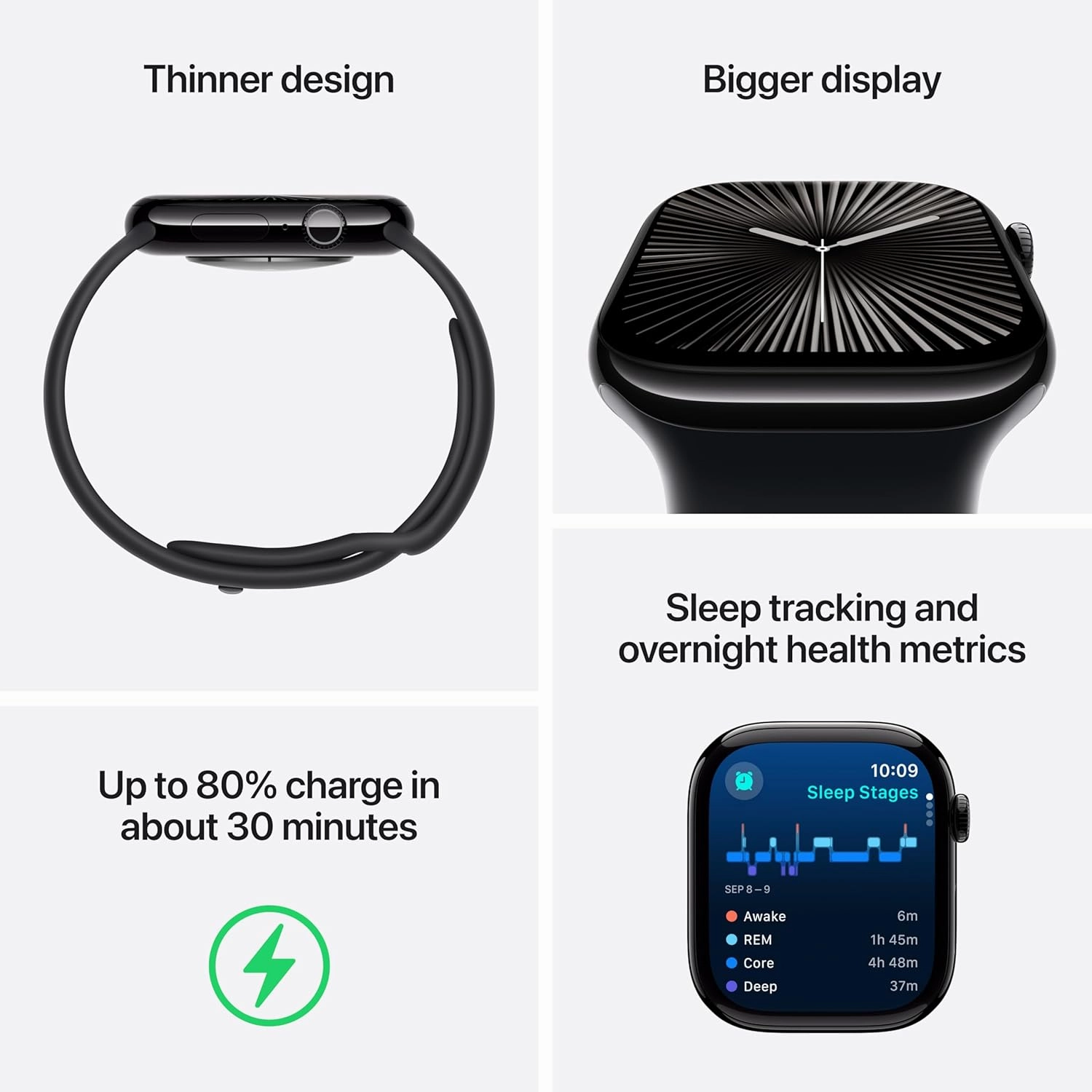 Apple Watch Series 10  GPS, 42mm Smartwatch, Rose Gold Aluminium Case, Light Blush Sport Band (S/M), Water Resistant, Always-On Retina Display