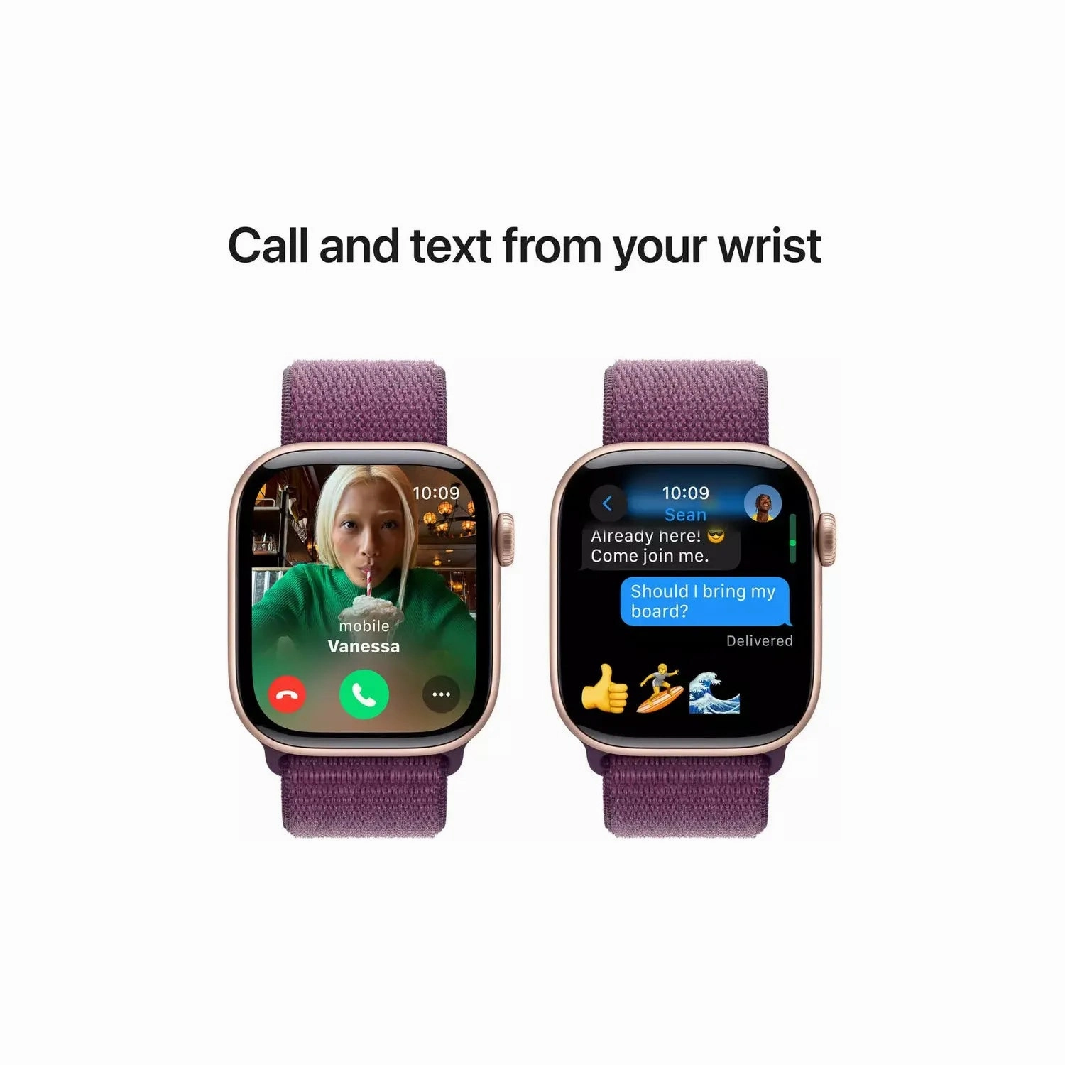 Apple Watch Series 10  GPS, 42mm Smartwatch, Rose Gold Aluminium Case, Plum Sport Loop, Always-On Retina Display, Carbon Neutral