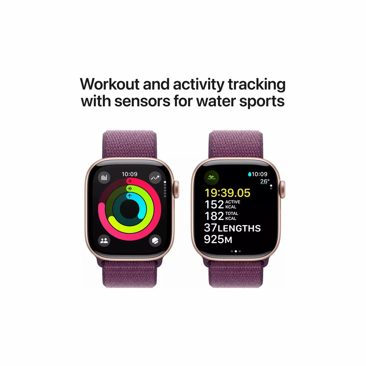Apple Watch Series 10  GPS, 42mm Smartwatch, Rose Gold Aluminium Case, Plum Sport Loop, Always-On Retina Display, Carbon Neutral