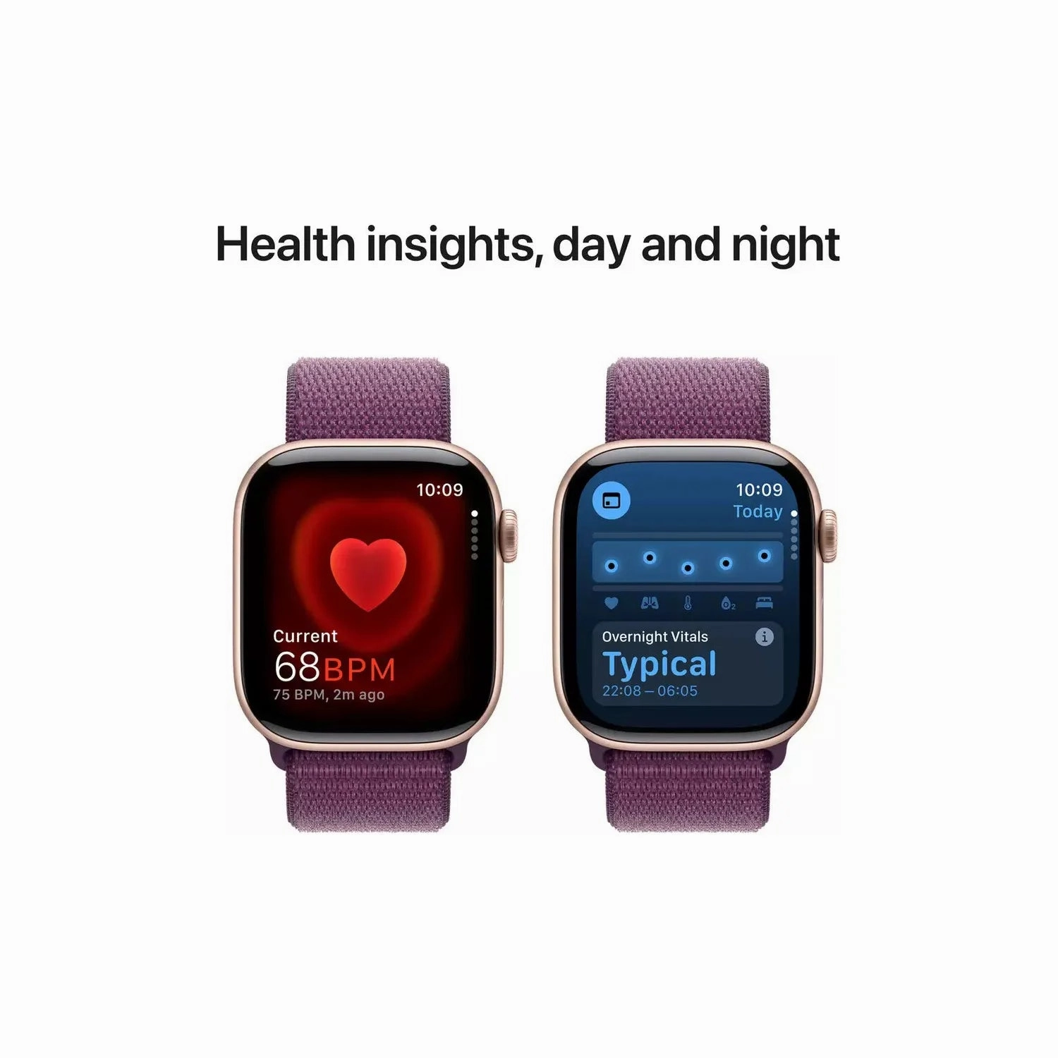 Apple Watch Series 10  GPS, 42mm Smartwatch, Rose Gold Aluminium Case, Plum Sport Loop, Always-On Retina Display, Carbon Neutral